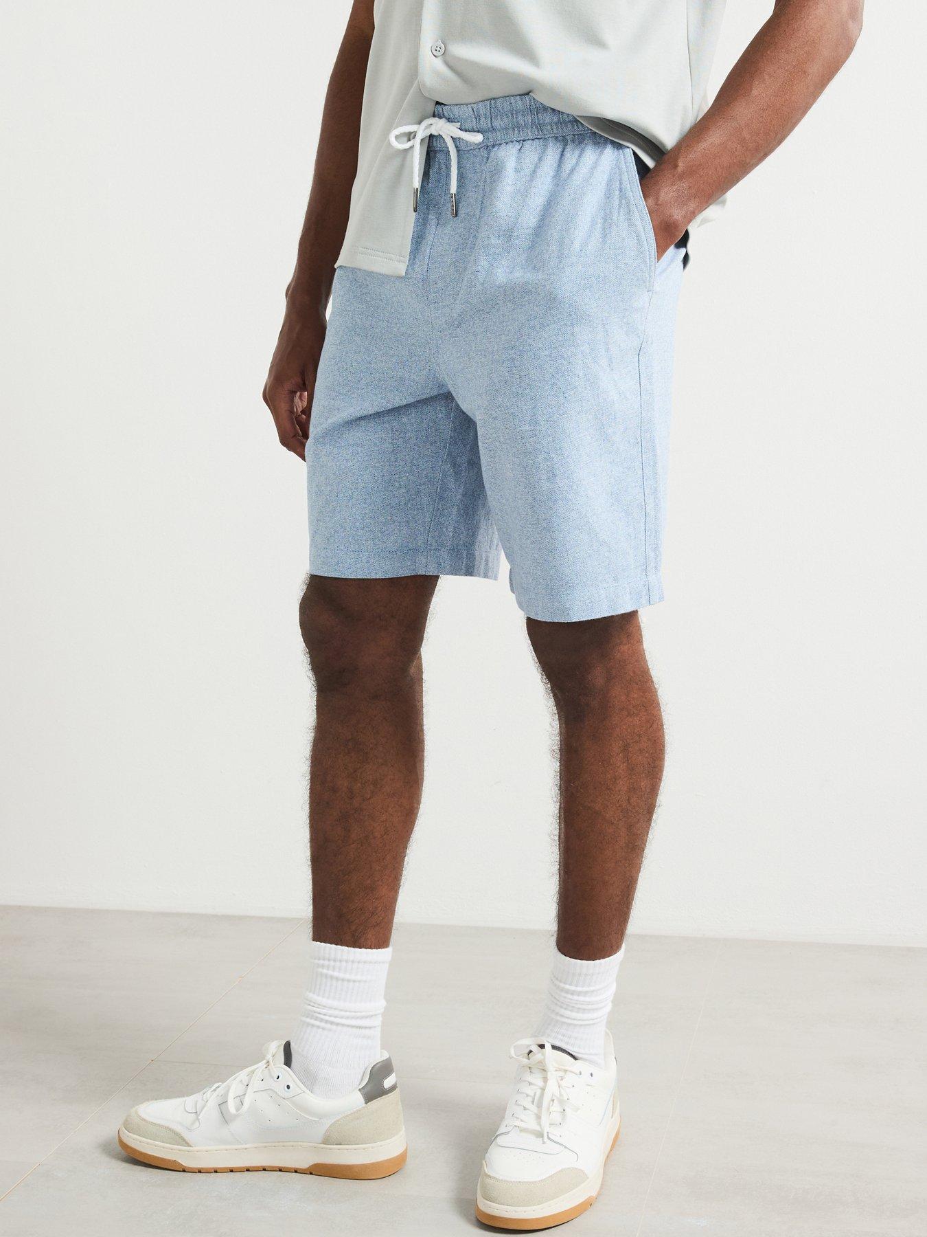 very-man-grindle-marl-elasticated-shorts-light-blue