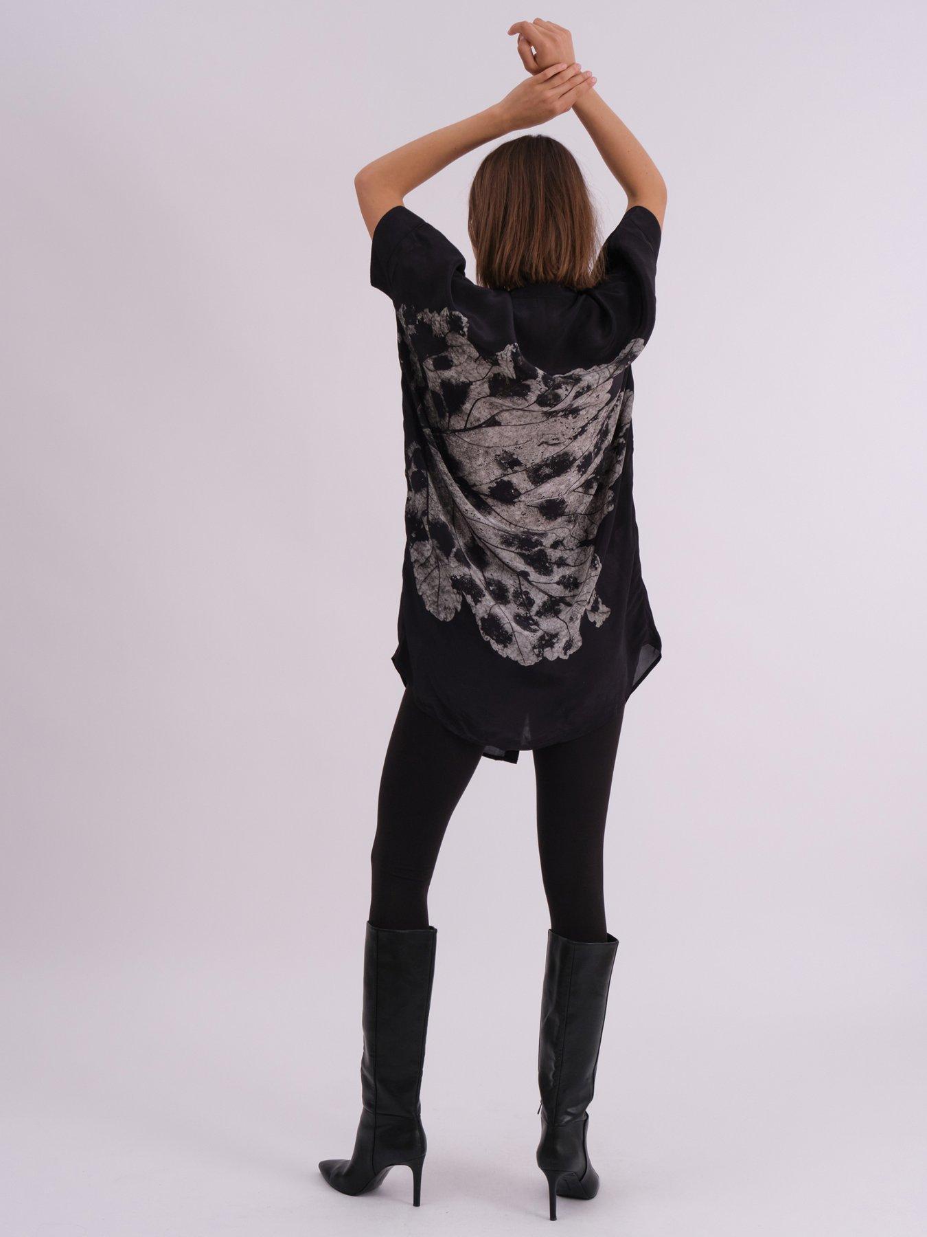 Image 2 of 5 of Religion Twist Oversized Tunic Dress With Large Leopard Leaf Print