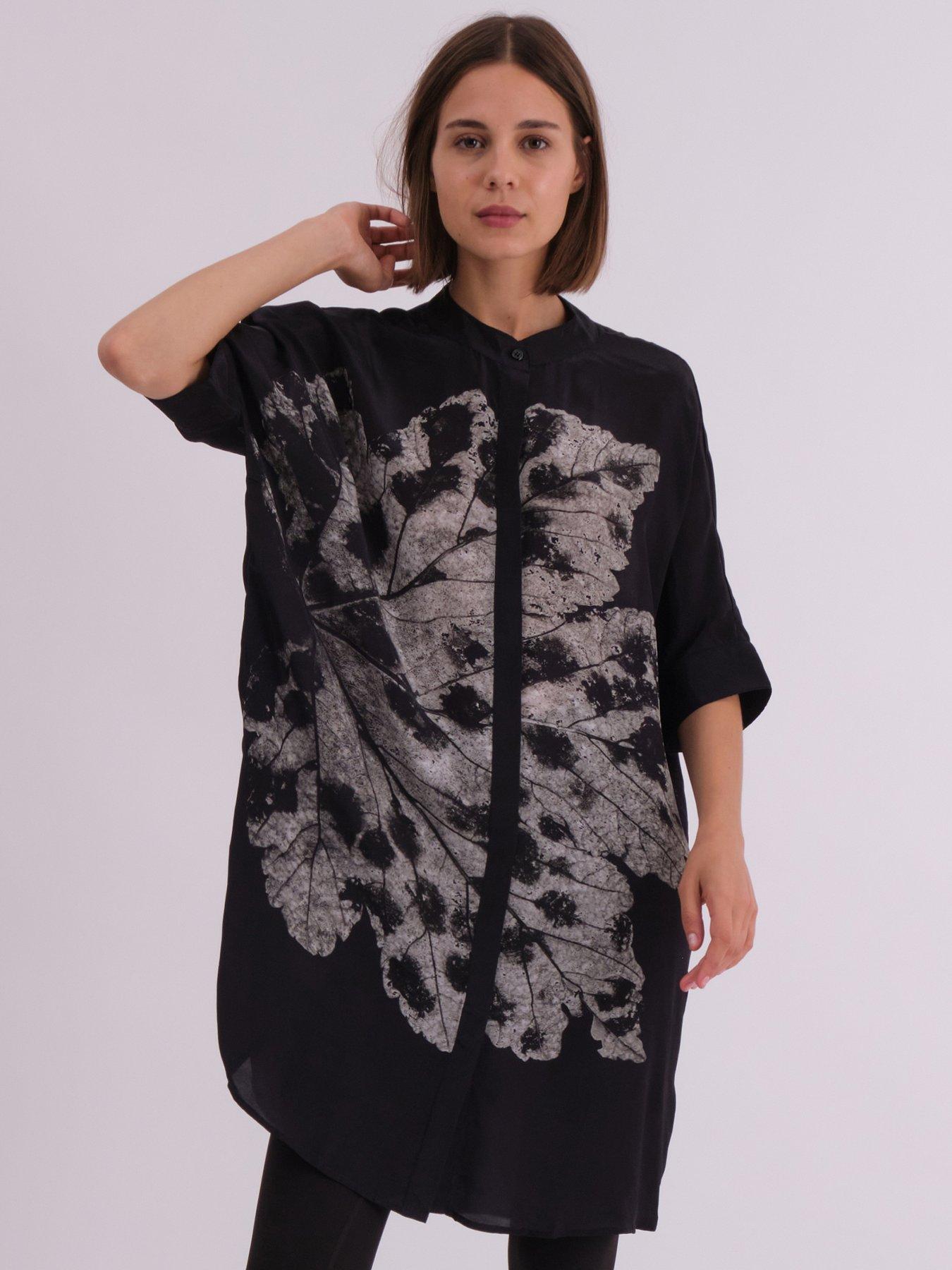 Image 4 of 5 of Religion Twist Oversized Tunic Dress With Large Leopard Leaf Print
