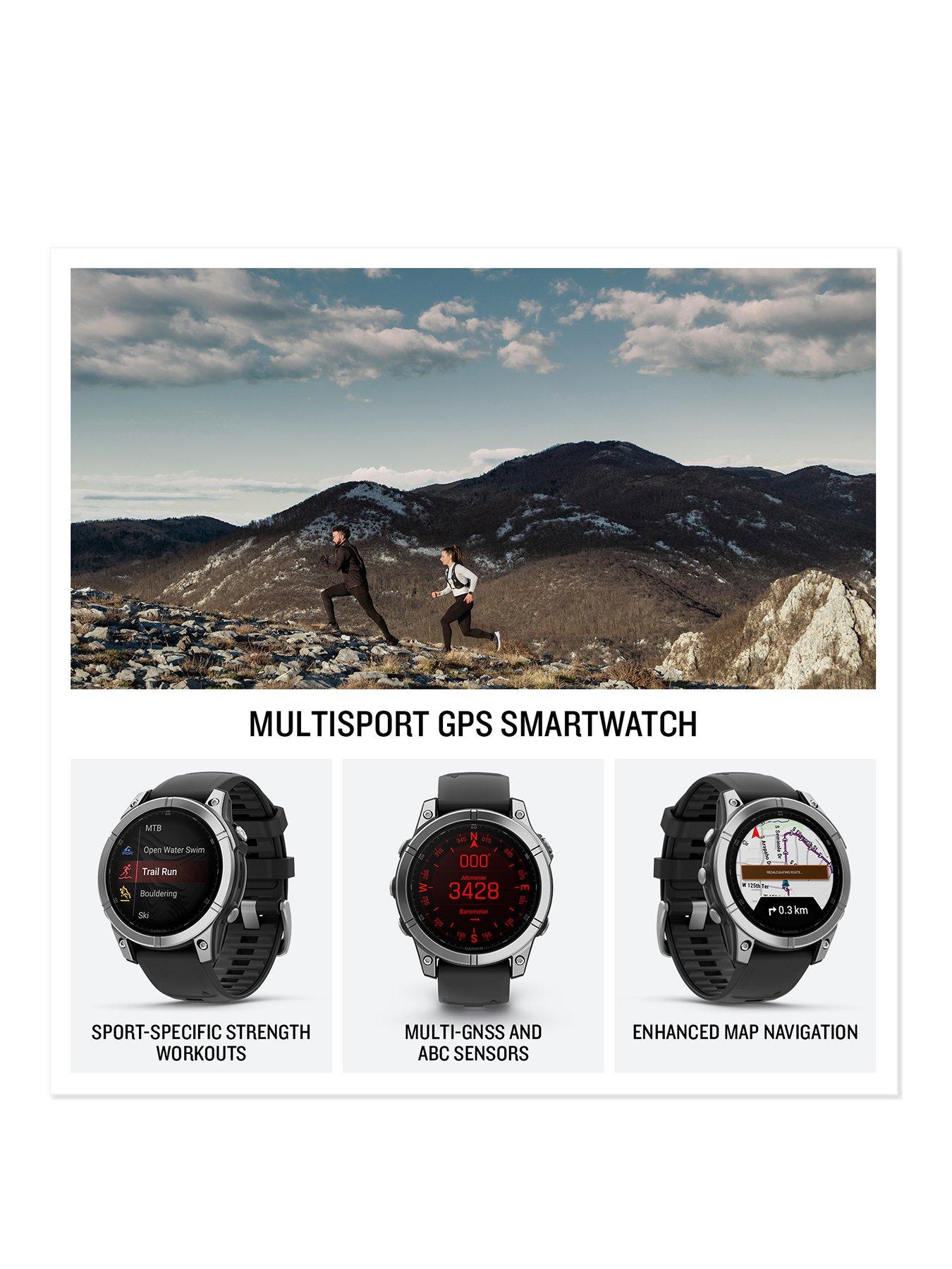 Image 2 of 7 of Garmin fenix E, Stainless Steel with Black Silicone Band