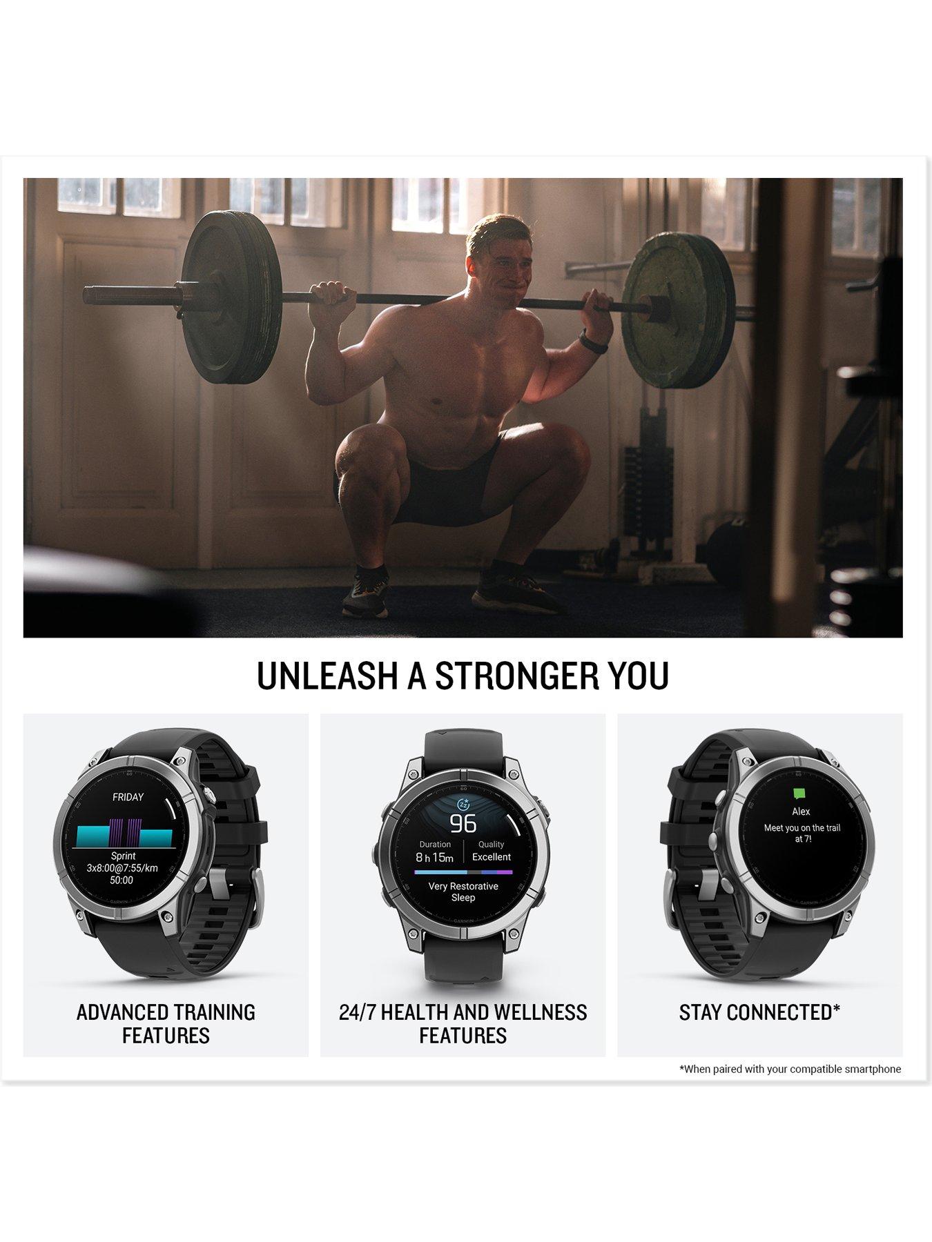 Image 4 of 7 of Garmin fenix E, Stainless Steel with Black Silicone Band