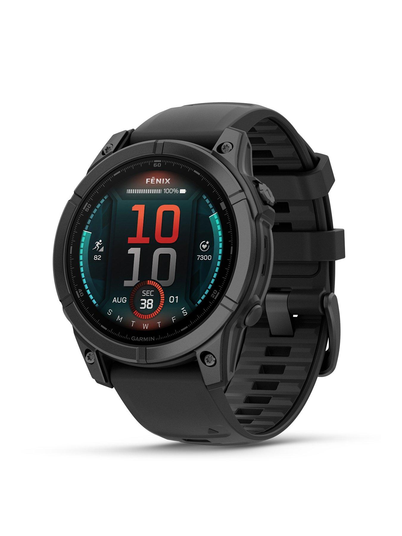 Garmin fenix E, Slate Gray Steel with Black Silicone Band