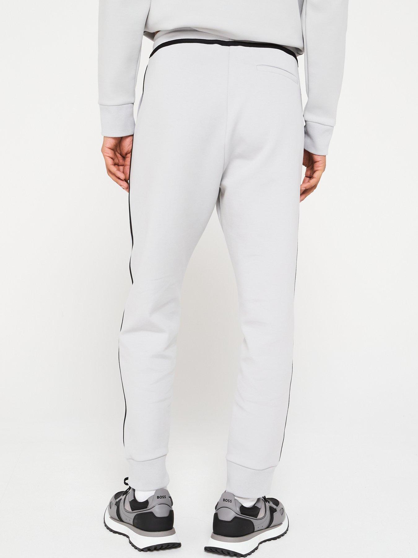 Image 2 of 4 of BOSS Headlo Tape Trim Regular Fit Cuff Joggers- Light Grey