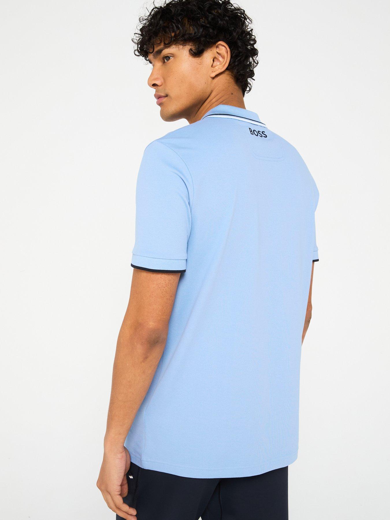 Image 2 of 5 of BOSS Paddy Pro Regular Fit Tipping Polo Shirt - Light Blue