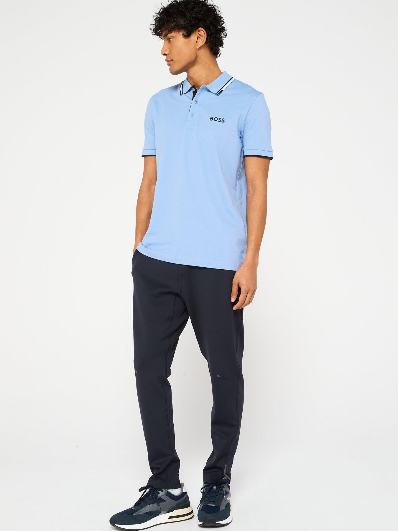 Image 3 of 5 of BOSS Paddy Pro Regular Fit Tipping Polo Shirt - Light Blue
