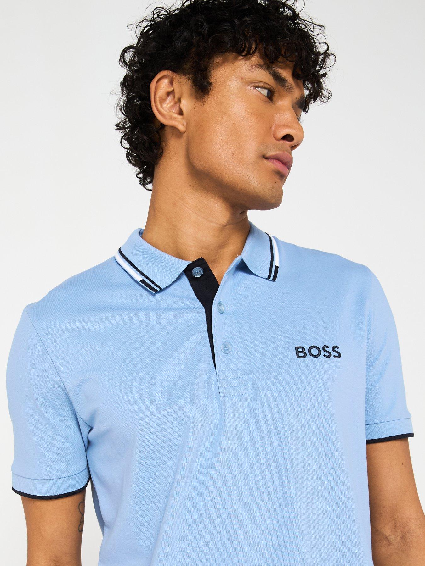 Image 4 of 5 of BOSS Paddy Pro Regular Fit Tipping Polo Shirt - Light Blue