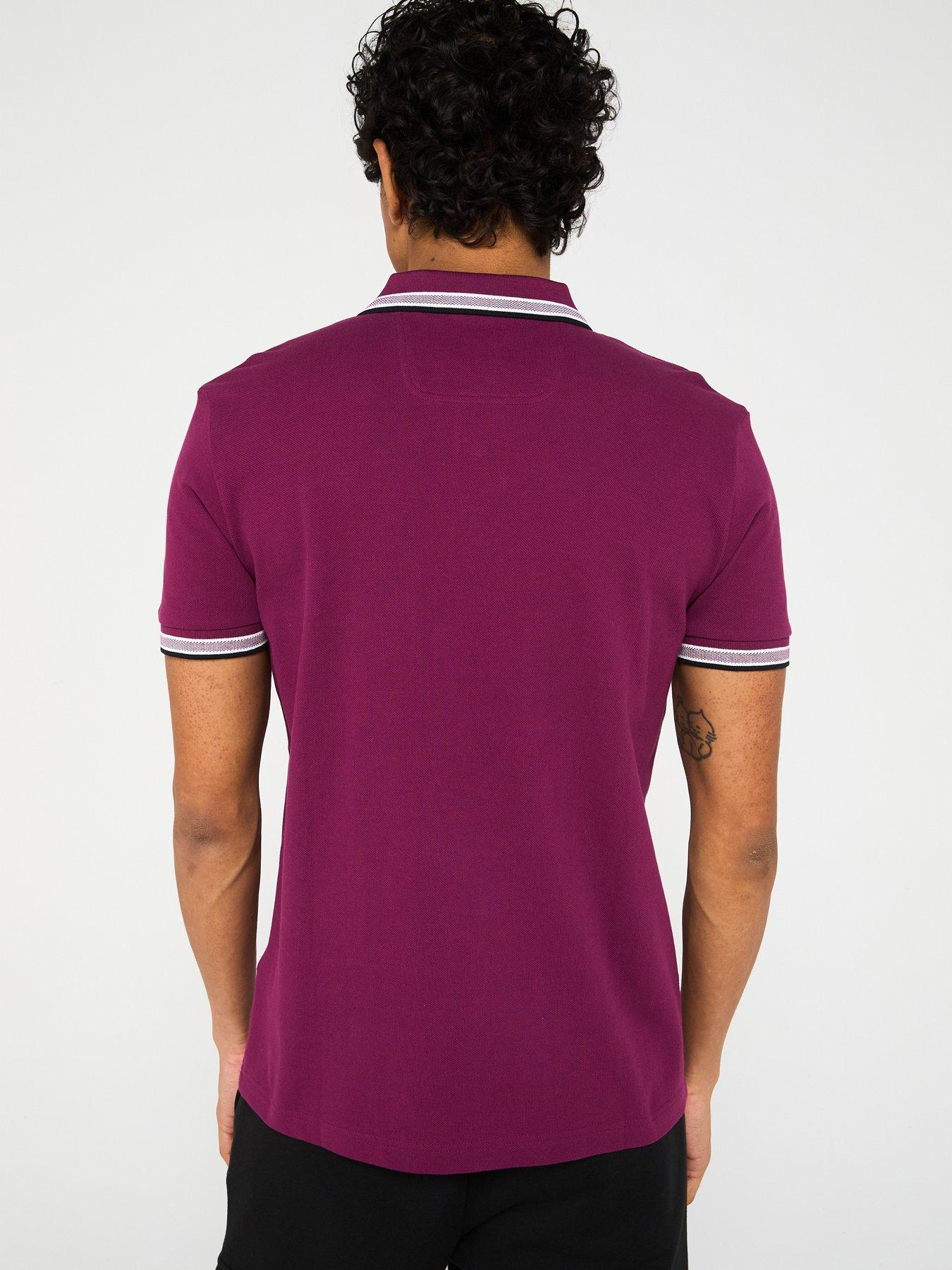 boss-paddy-regular-fit-tipped-polo-shirt--dark-purplestillFront