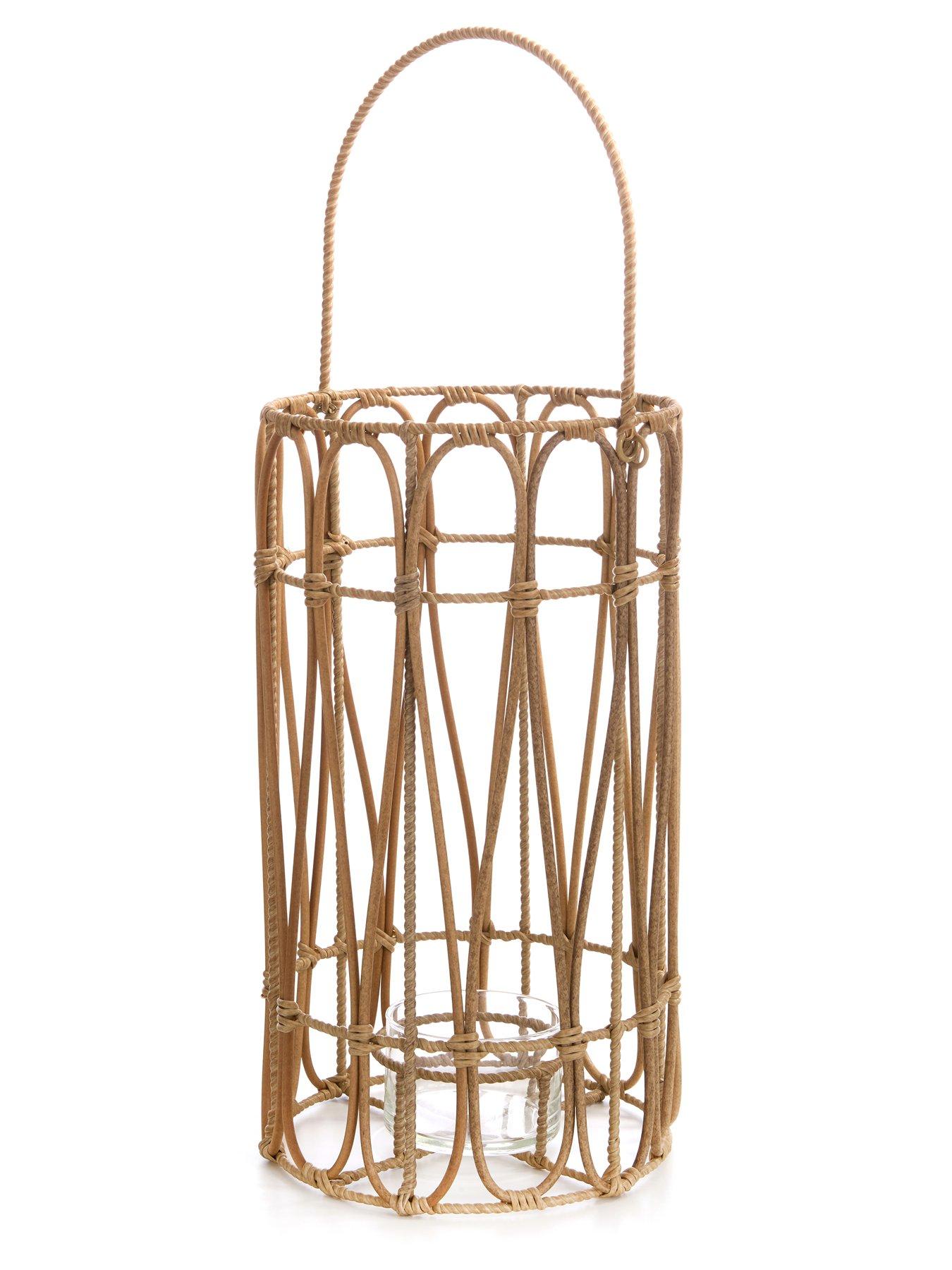Image 3 of 5 of The Very Collection Vintage Rattan Lantern with Handle - Large