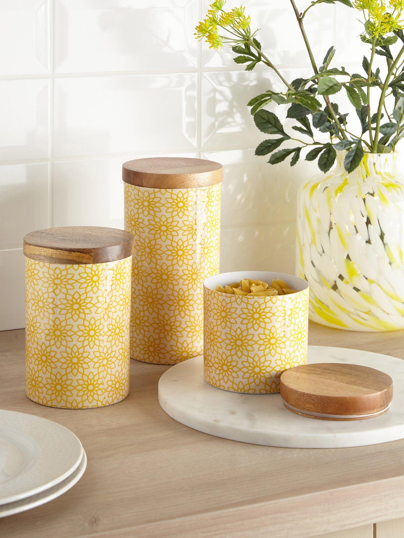 undefined Set Of 3 Floral Canister