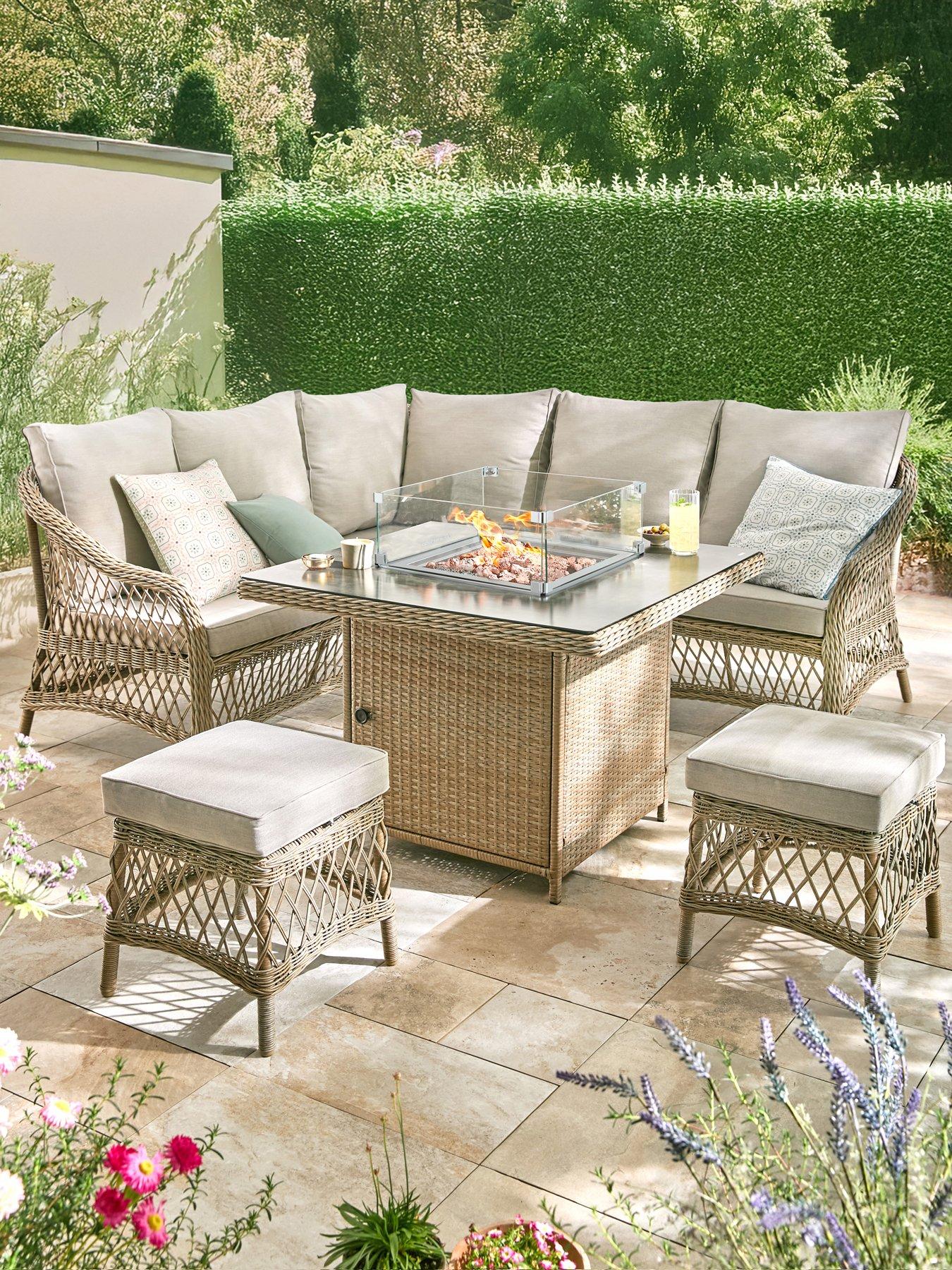 Image 1 of 7 of Very Home Venice Corner Set With Firepit Table (With Free Cover)