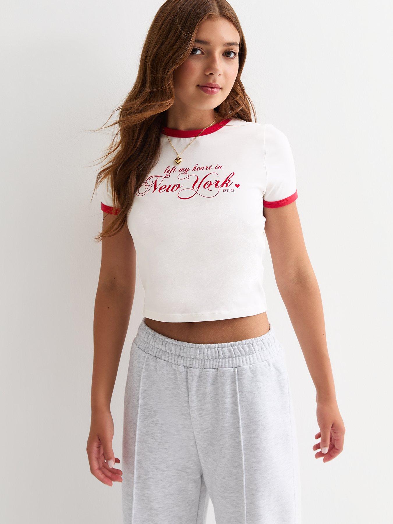 Image 1 of 4 of New Look 915 Girls White New York Print T-shirt