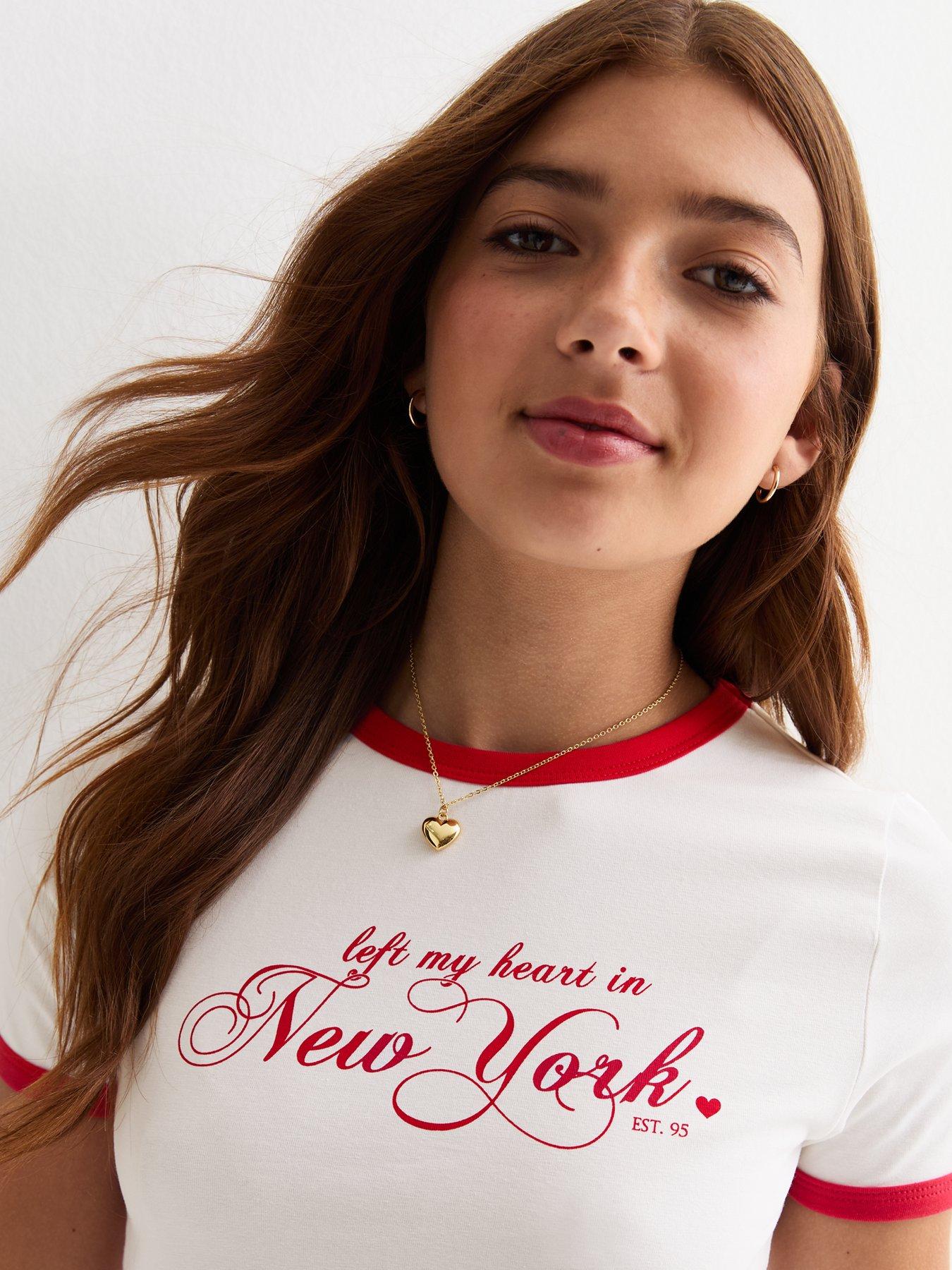 Image 4 of 4 of New Look 915 Girls White New York Print T-shirt