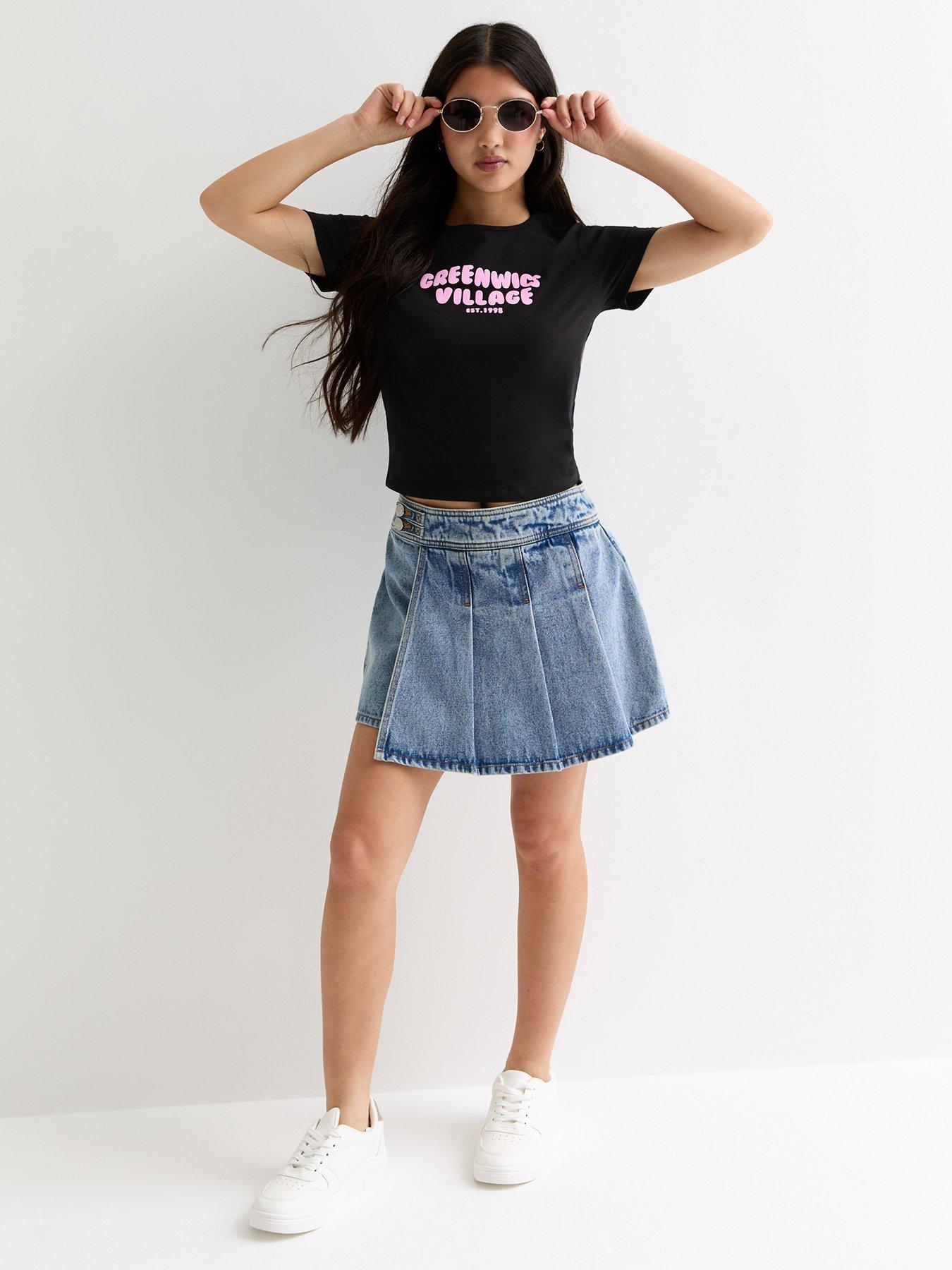 new-look-915-girls-black-cotton-greenwich-village-slogan-mini-t-shirtstillFront