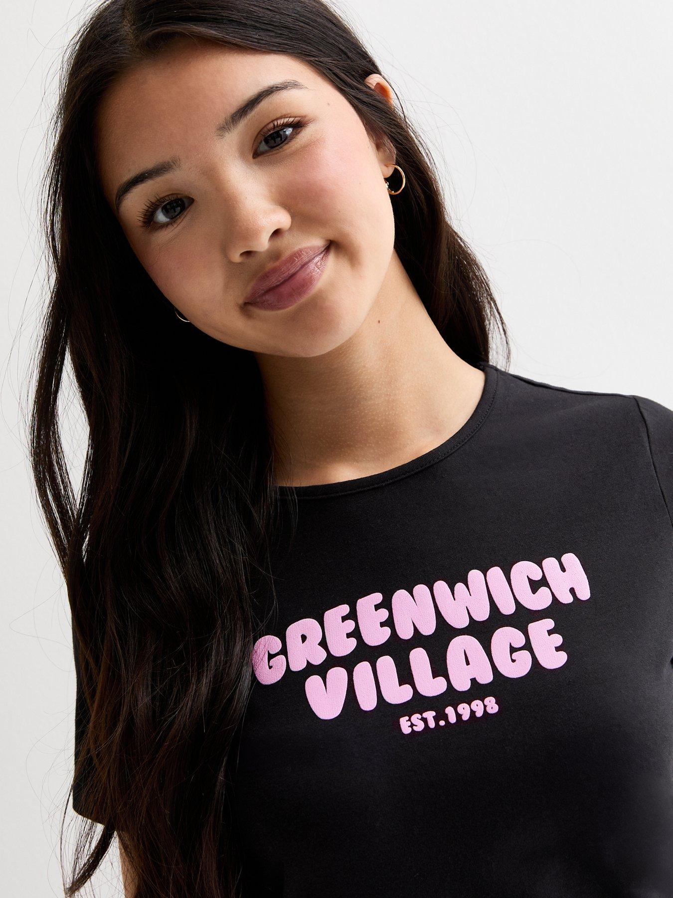 new-look-915-girls-black-cotton-greenwich-village-slogan-mini-t-shirtdetail