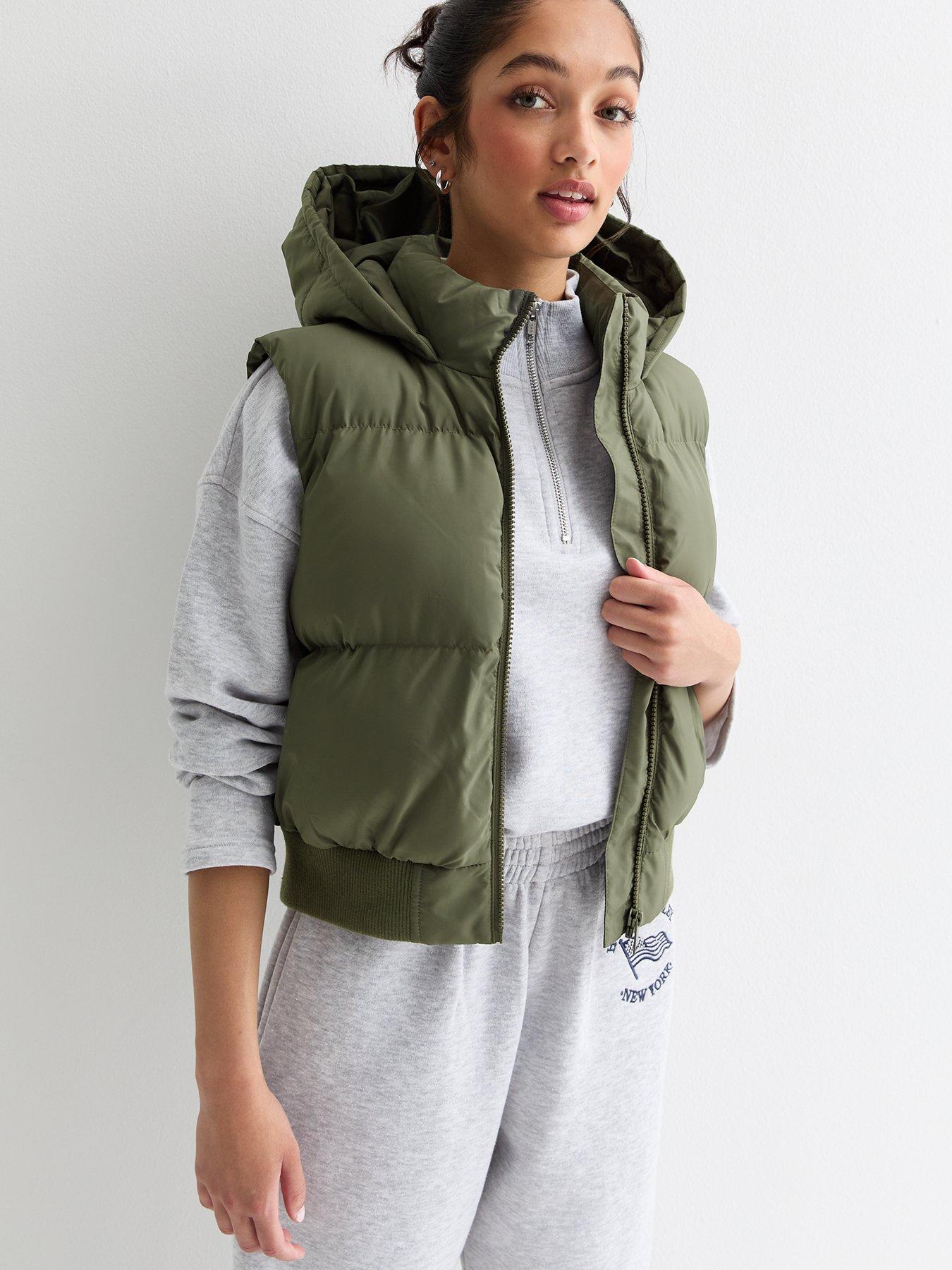 new-look-915-girls-khaki-hooded-padded-giletfront