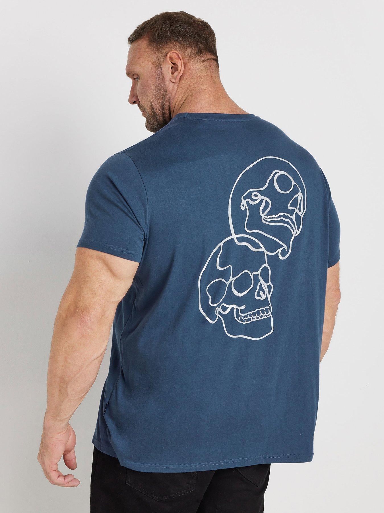 badrhino-front-back-skull-t-shirt-bluestillFront