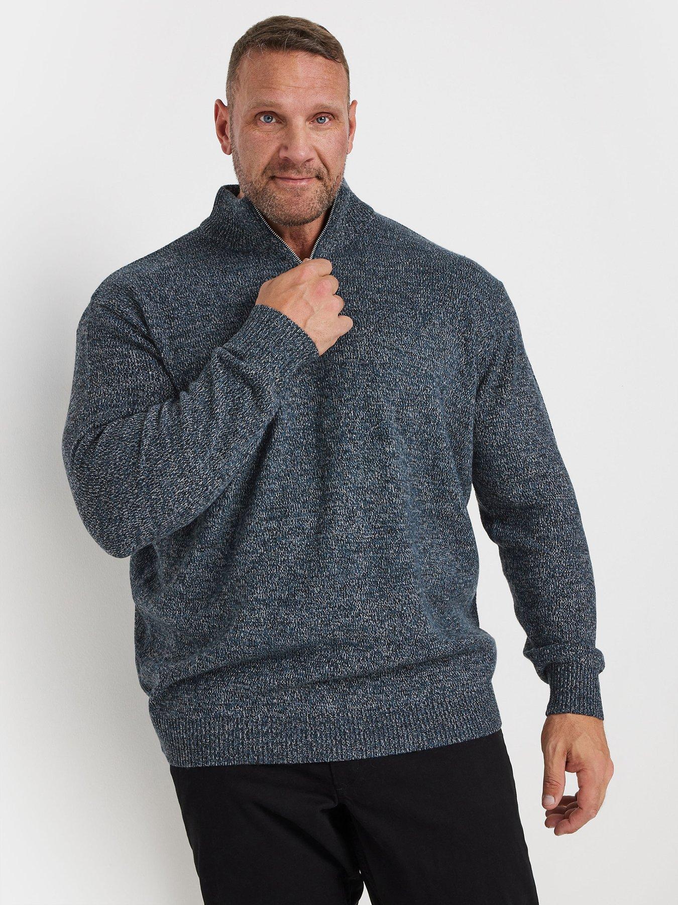BadRhino 1/4 Zip Knitted Jumper - Blue