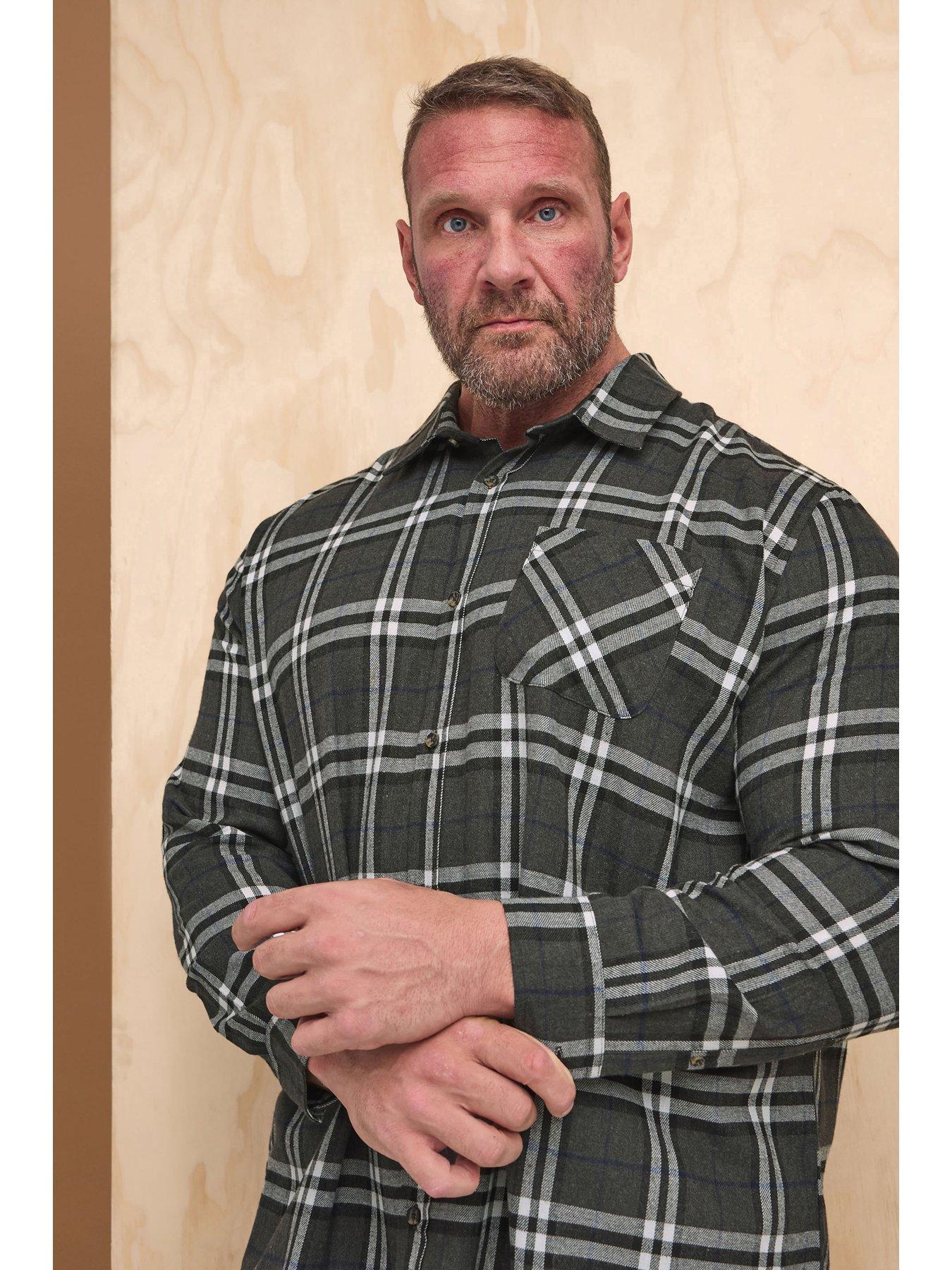 Image 1 of 2 of BadRhino Big &amp; Tall Long Sleeve Checked Shirt - Grey