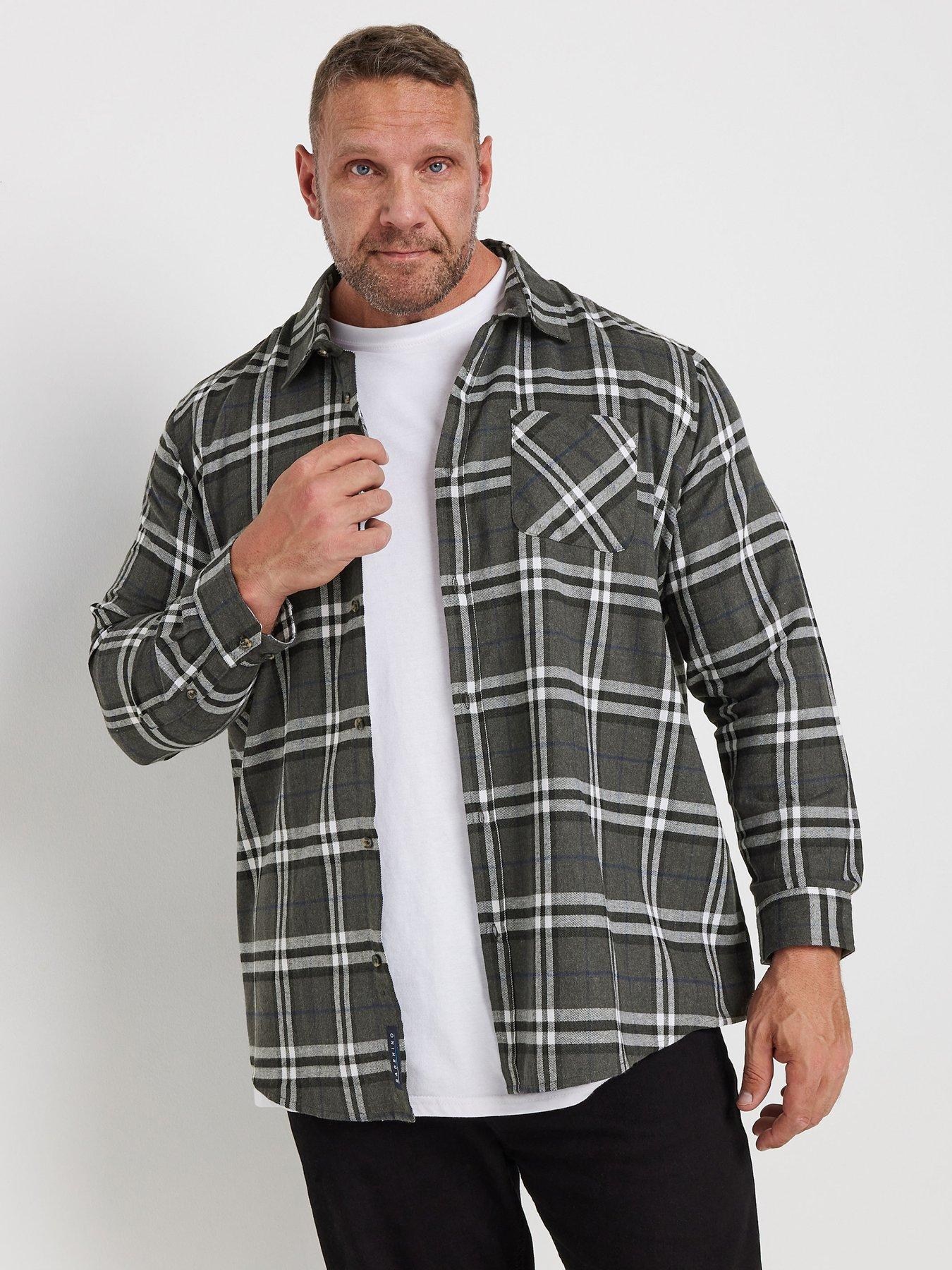 Image 2 of 2 of BadRhino Big &amp; Tall Long Sleeve Checked Shirt - Grey