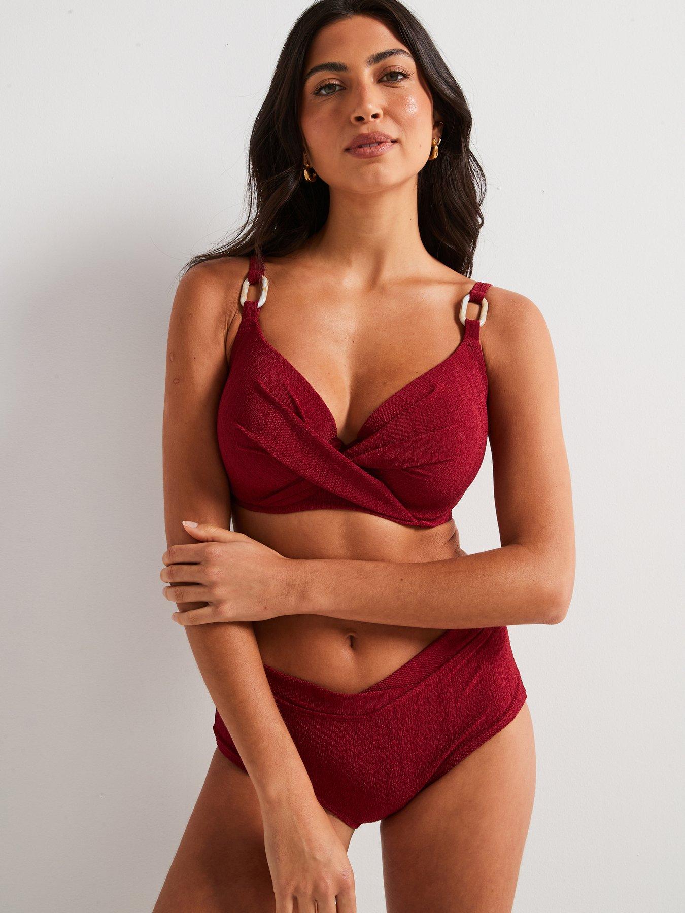 Image 1 of 4 of DORINA Dorina Madras Light Padded Bikini Top - Dark Red