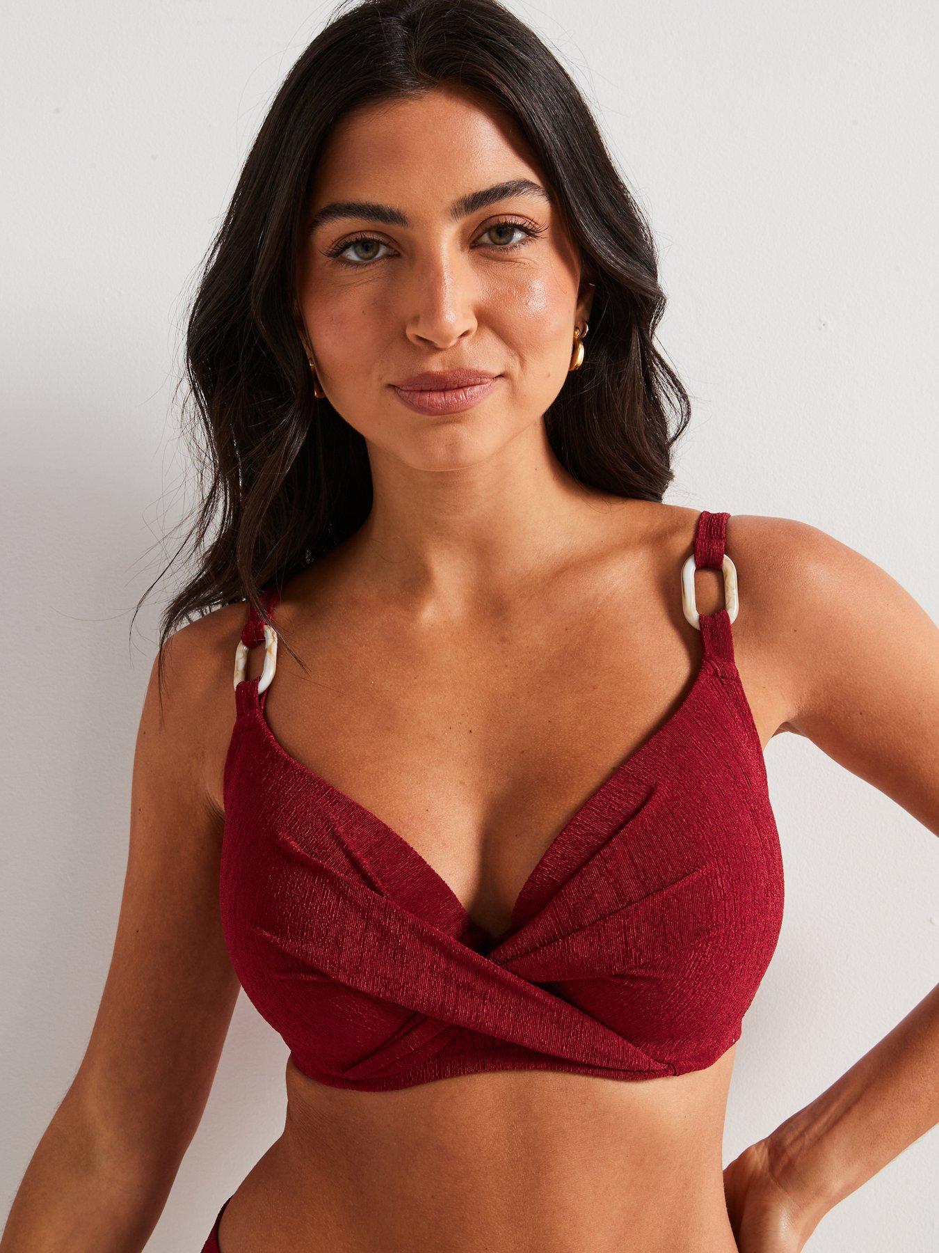Image 2 of 4 of DORINA Dorina Madras Light Padded Bikini Top - Dark Red