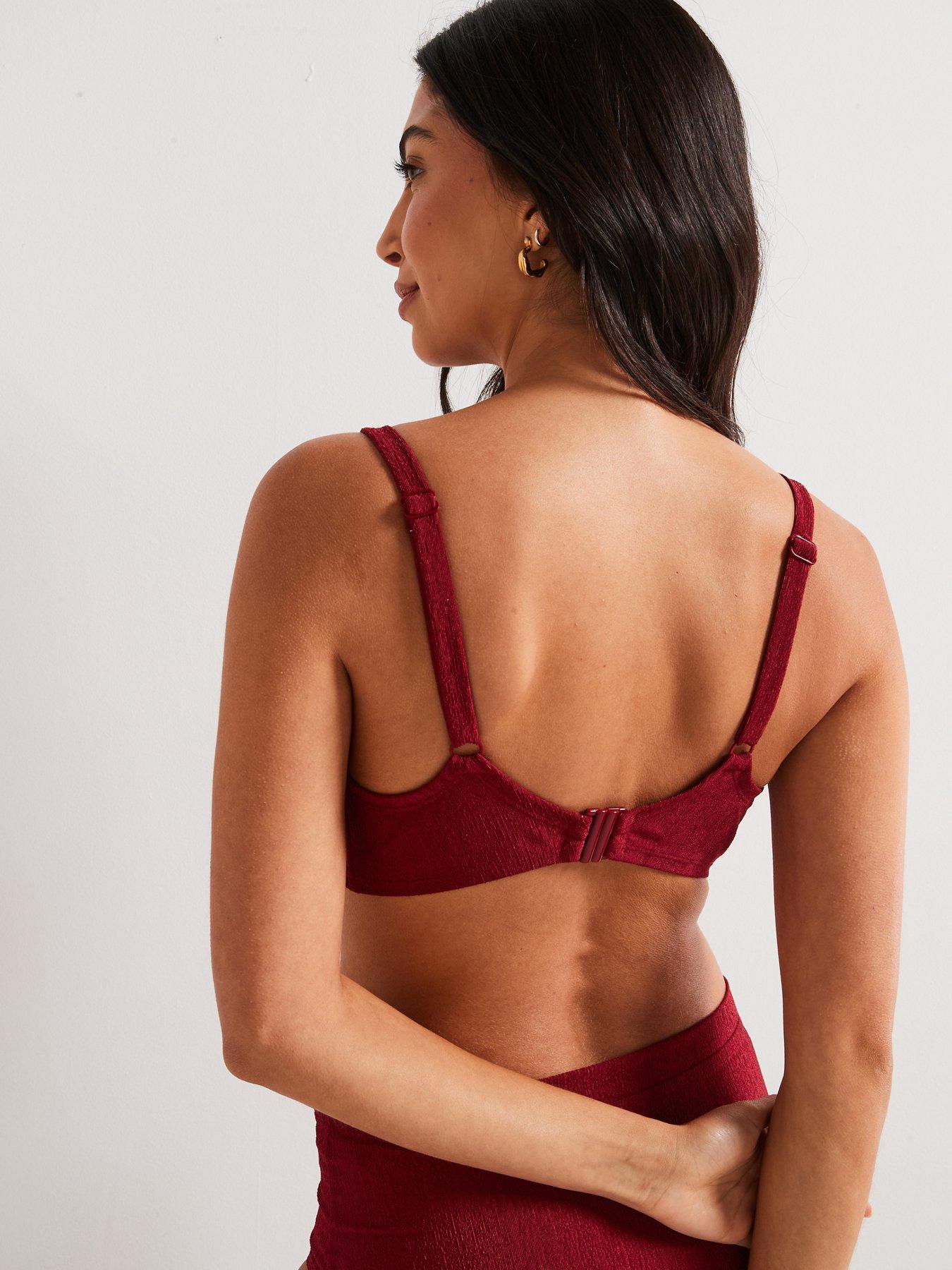 Image 4 of 4 of DORINA Dorina Madras Light Padded Bikini Top - Dark Red
