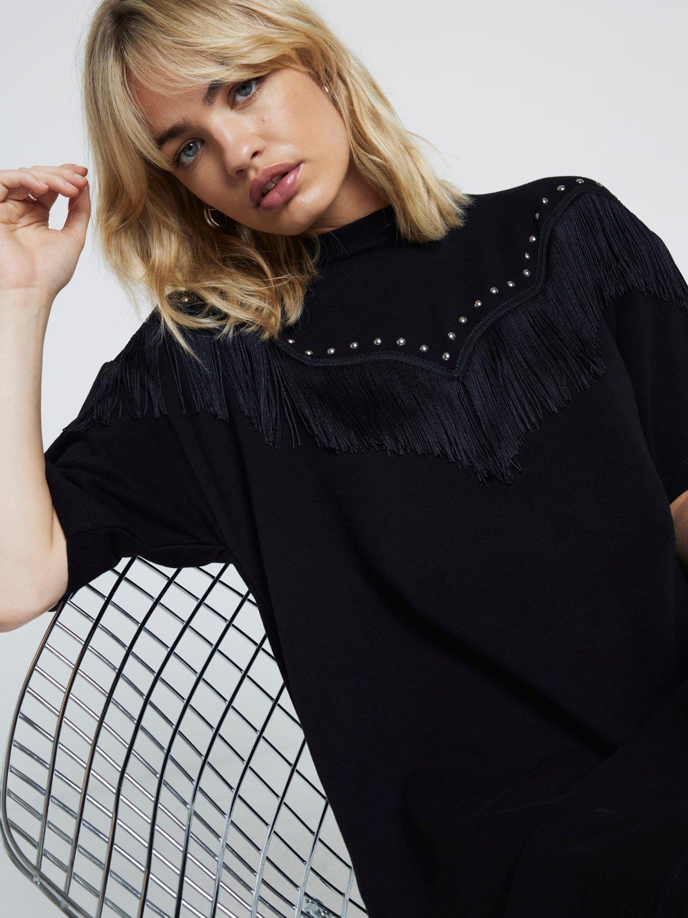 river-island-western-fringe-t-shirt-dress-blackoutfit