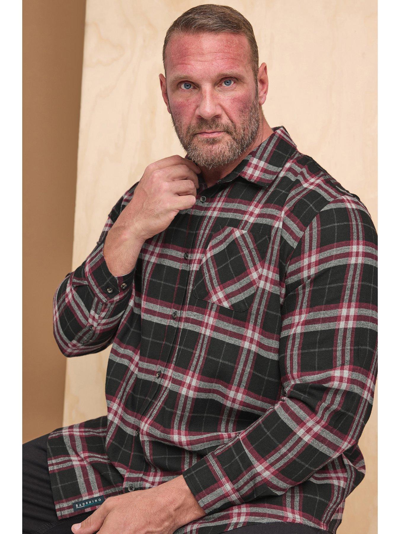 BadRhino Big  &  Tall Long Sleeve Checked Shirt - Black