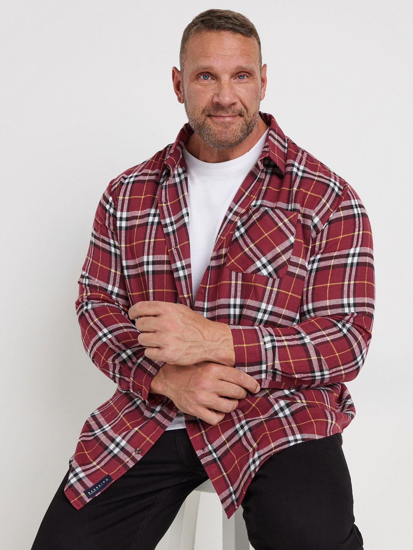 Image 1 of 1 of BadRhino Long Sleeve Checked Shirt - Red