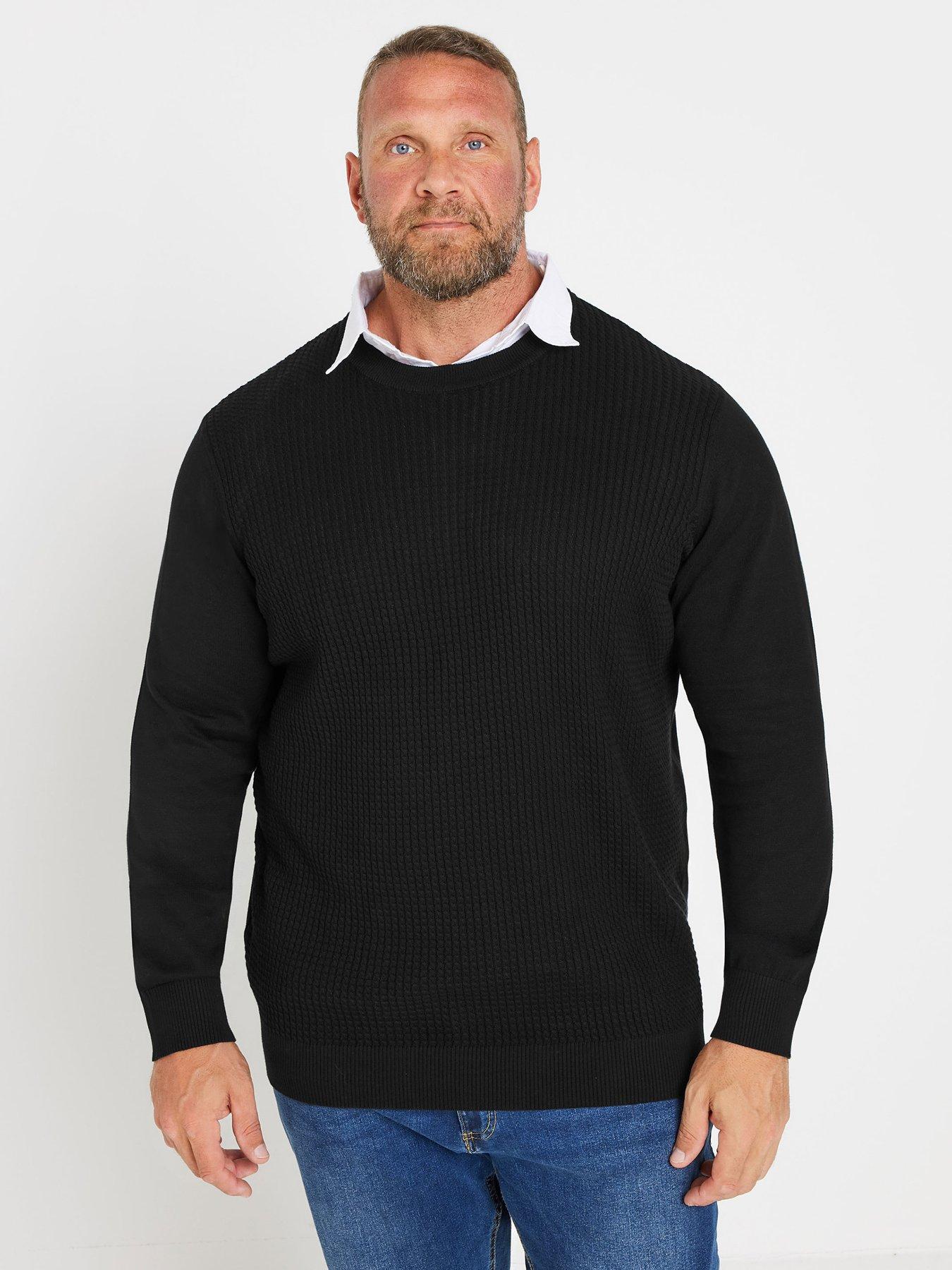 BadRhino Cable Knit Mock Shirt Knitted Jumper Black Very Ireland