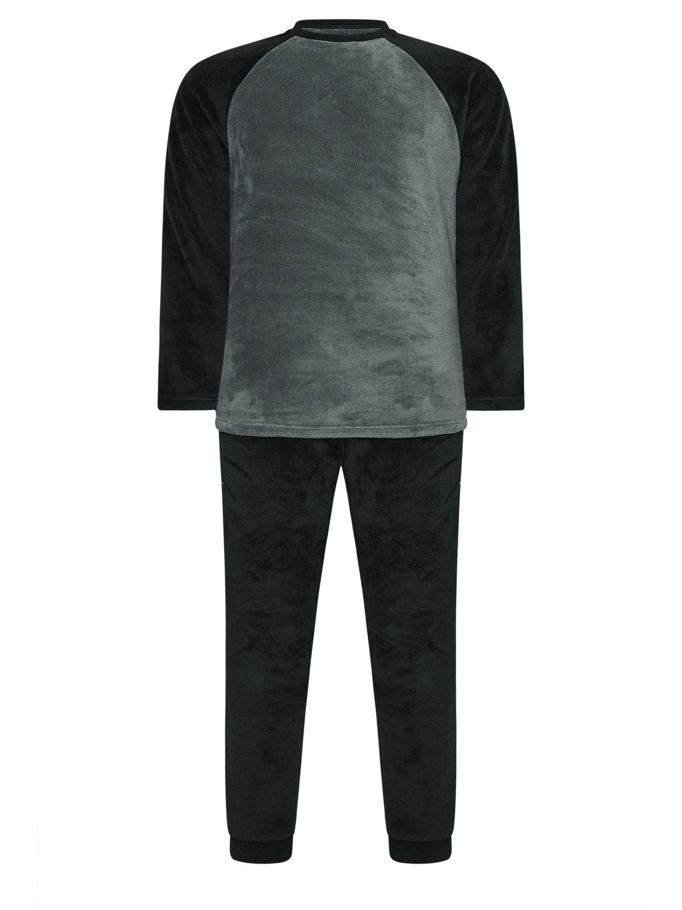 Image 2 of 3 of BadRhino Raglan Fleece Lounge Set - Black