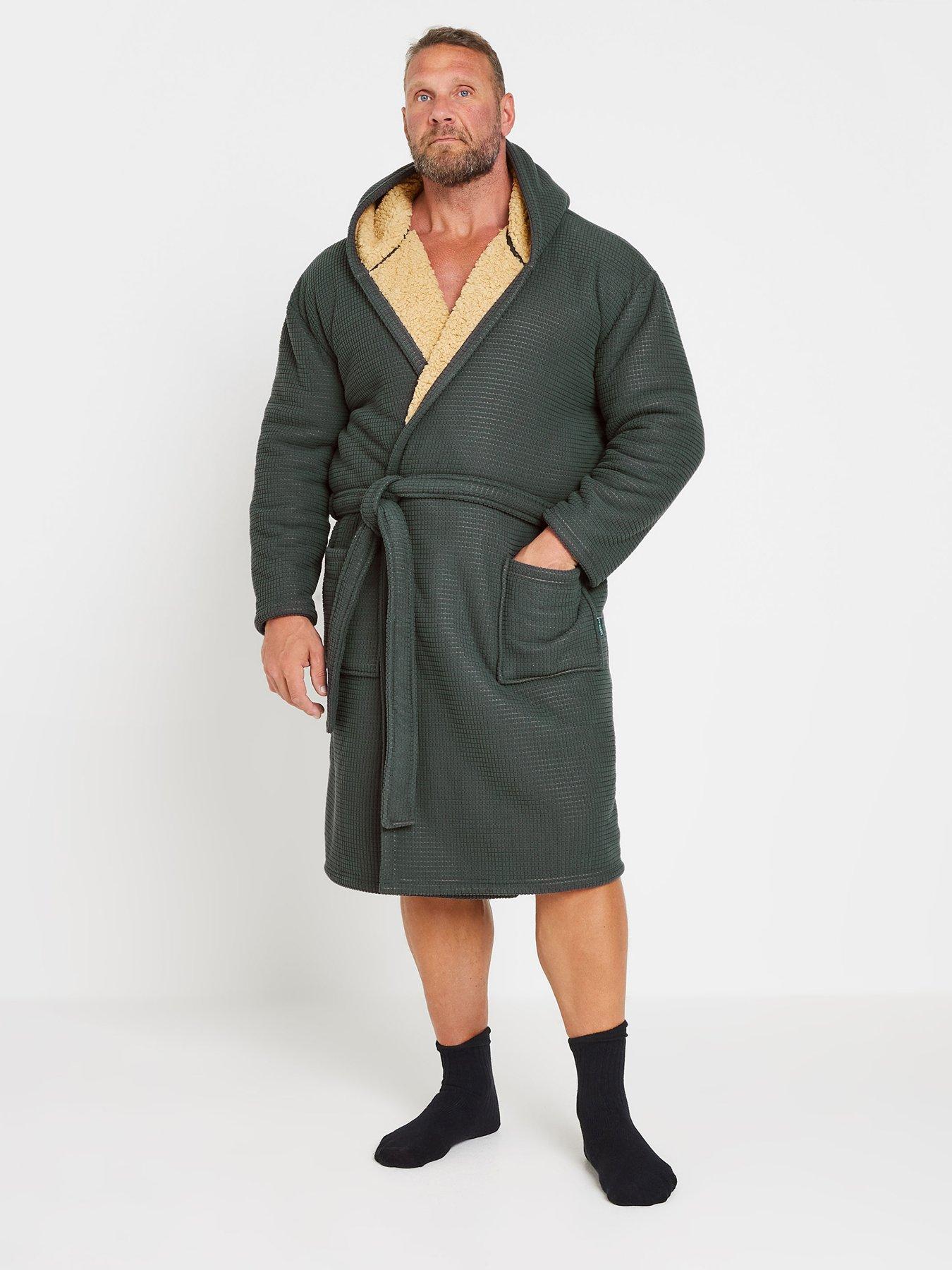 BadRhino Waffle Borg Dressing Gown - Grey