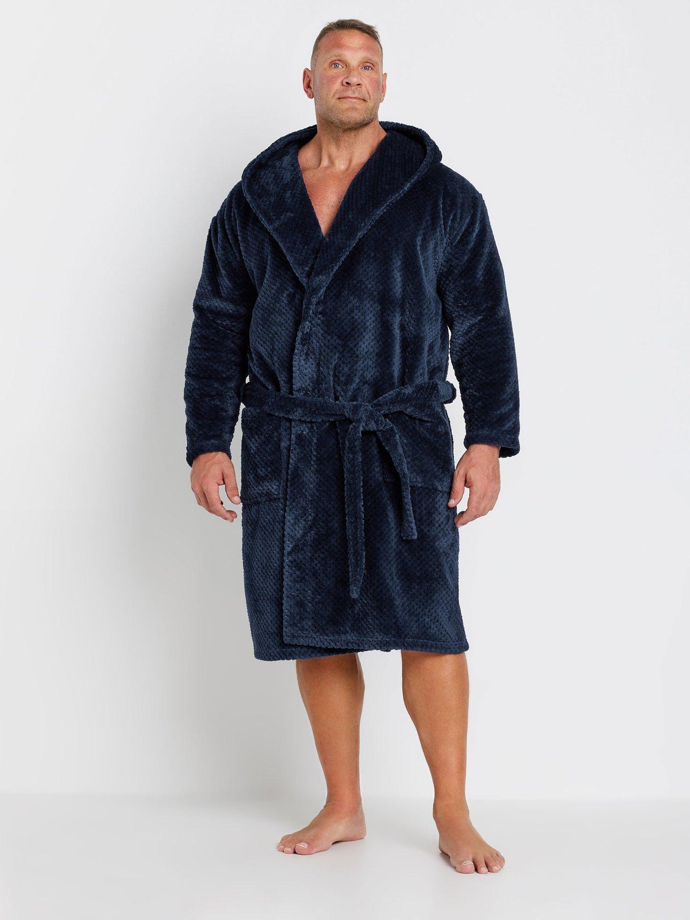 badrhino-honeycomb-fleece-hooded-dressing-gown-blue