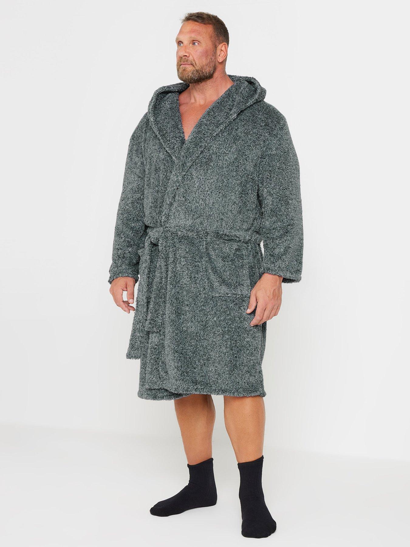 undefined BadRhino Hooded Dressing Gown Grey