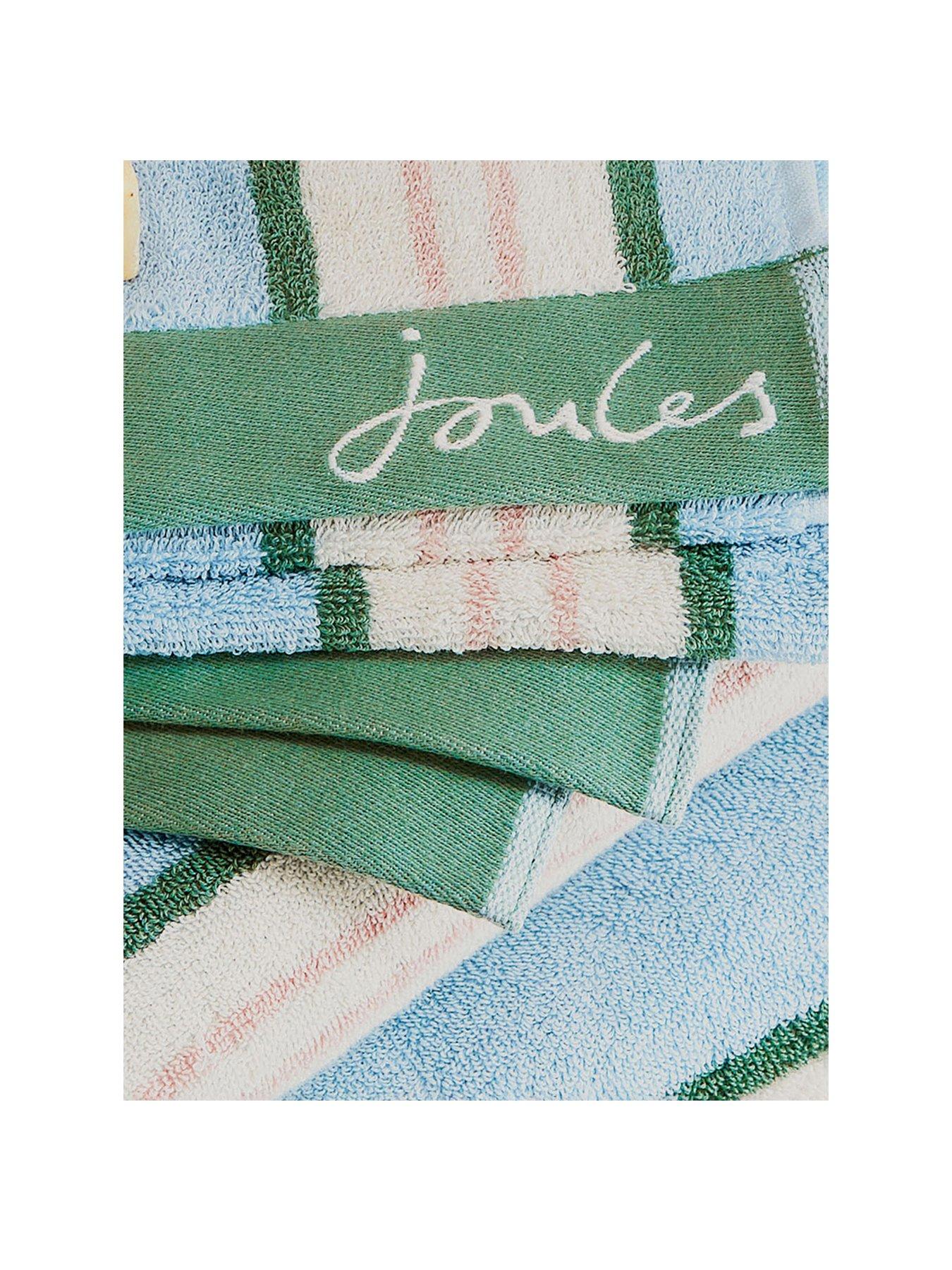Image 2 of 3 of Joules Juliette 100% Cotton Percale Stripe Bath Sheet Blue