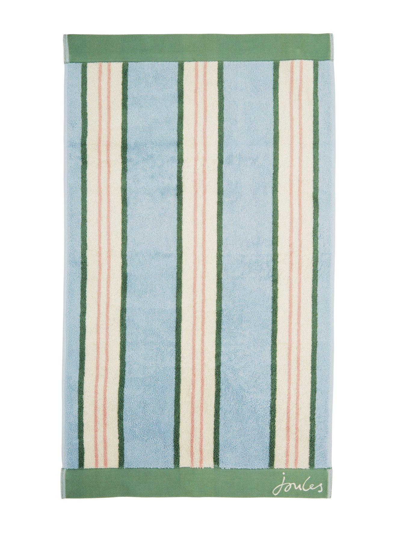 Image 3 of 3 of Joules Juliette 100% Cotton Percale Stripe Bath Sheet Blue