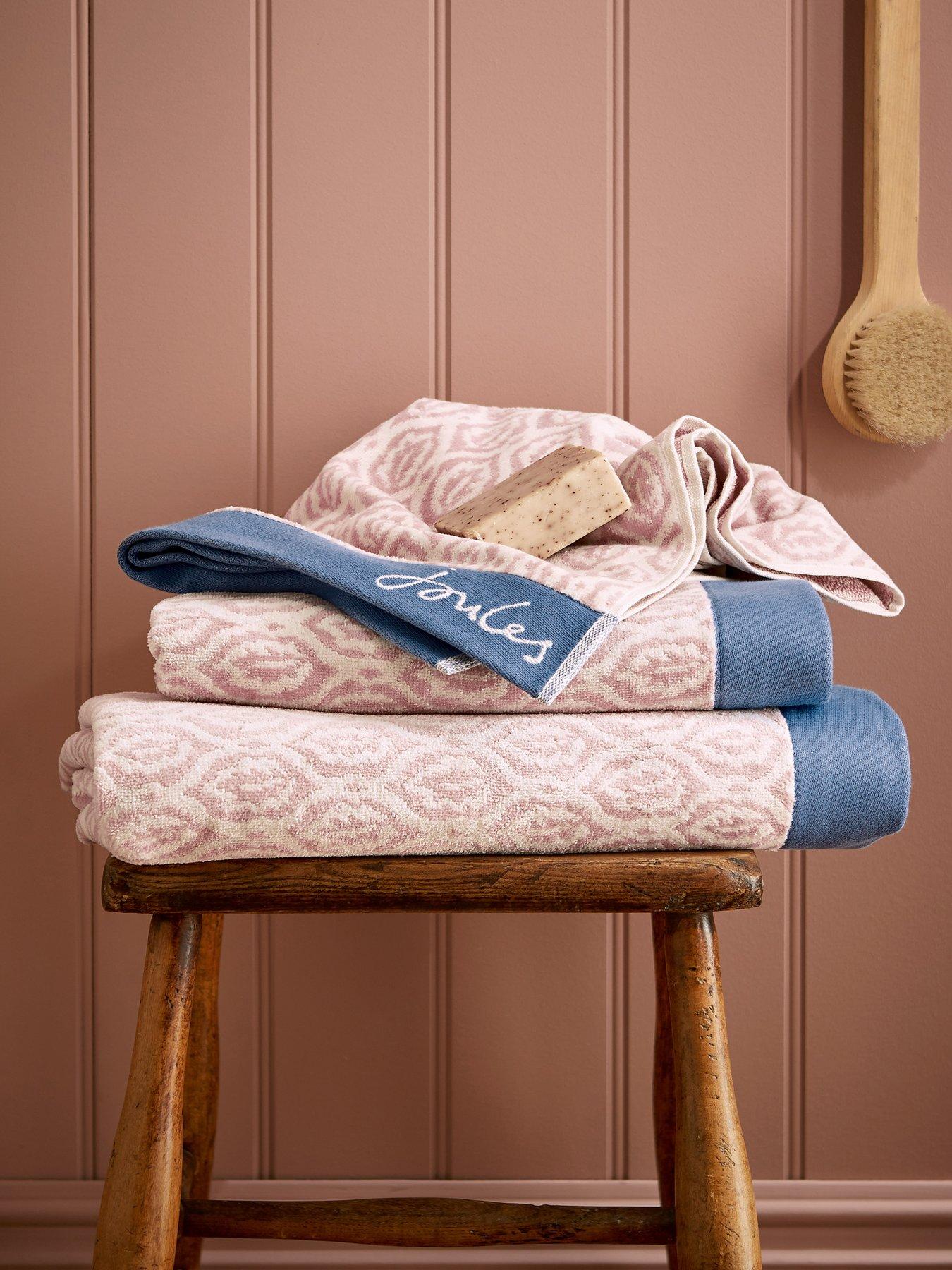 Image of Joules Leaf Trellis 100% Cotton Towels Bath Pink