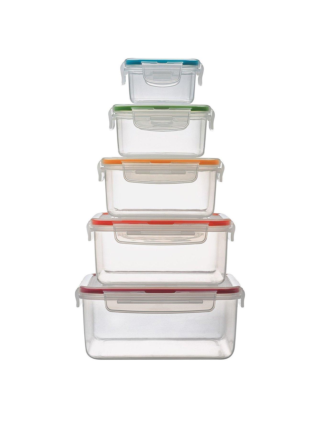 Image 2 of 5 of Lock and Lock 5pce Container Set - Square & Nestable With Col Seals 2.1lt/1.3lt/820ml/430ml/180ml