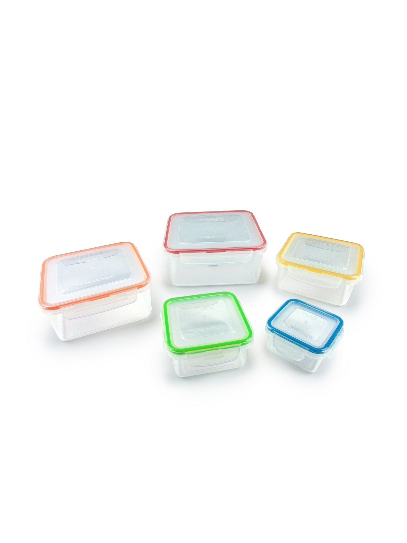 Image 3 of 5 of Lock and Lock 5pce Container Set - Square & Nestable With Col Seals 2.1lt/1.3lt/820ml/430ml/180ml
