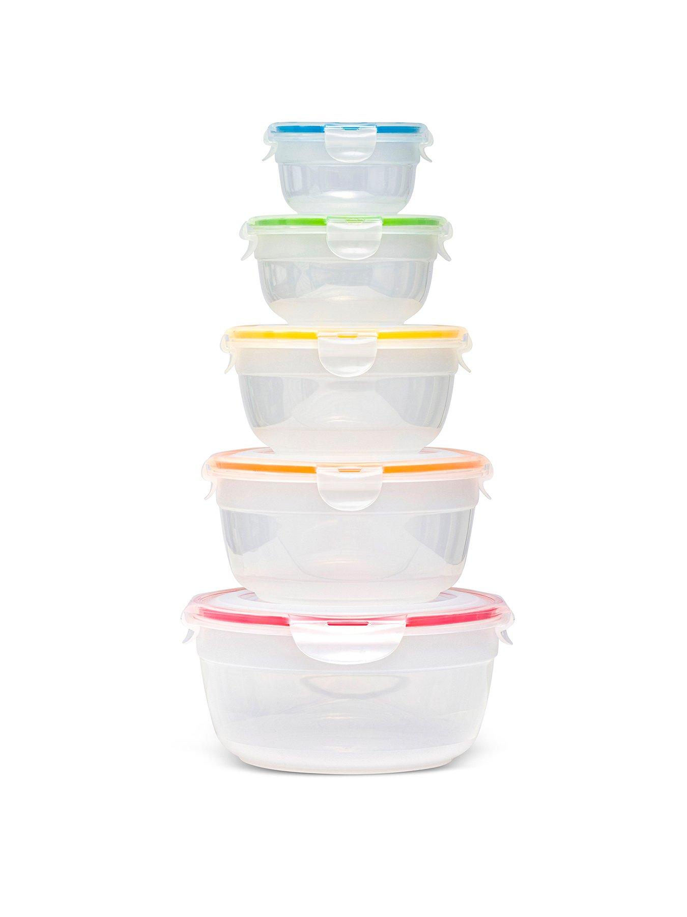 Image 2 of 7 of Lock and Lock 5pce Container Set - Round Bowls, Nestable With Col Seals 2.1lt/1.4lt/850ml/480ml/250ml