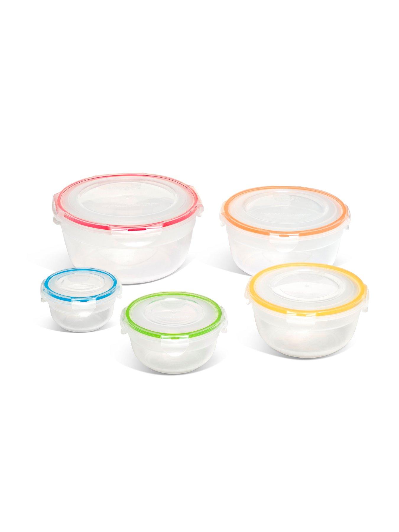 Image 3 of 7 of Lock and Lock 5pce Container Set - Round Bowls, Nestable With Col Seals 2.1lt/1.4lt/850ml/480ml/250ml