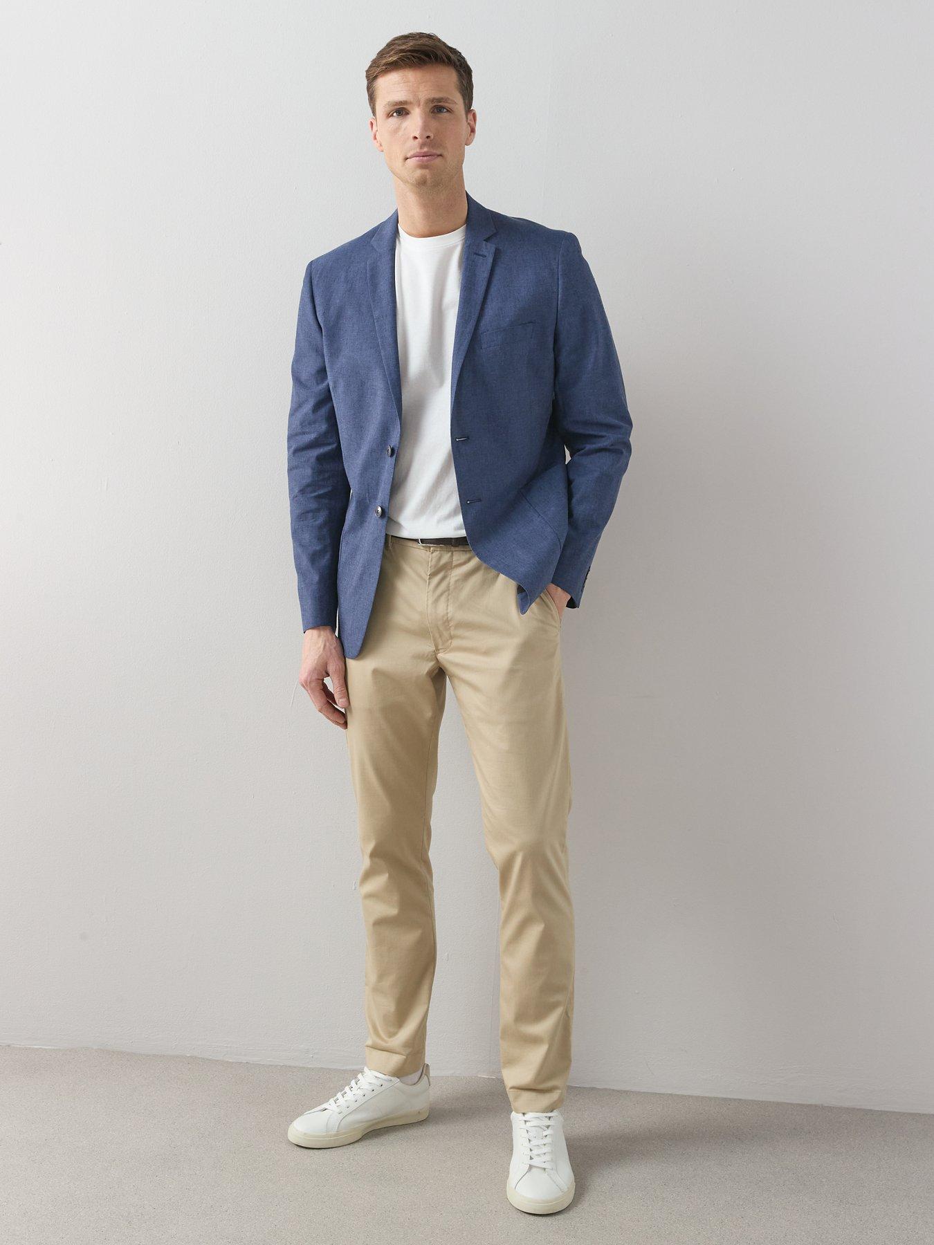 Image 3 of 6 of Very Man Slim Fit Cotton Linen Suit Jacket - Navy