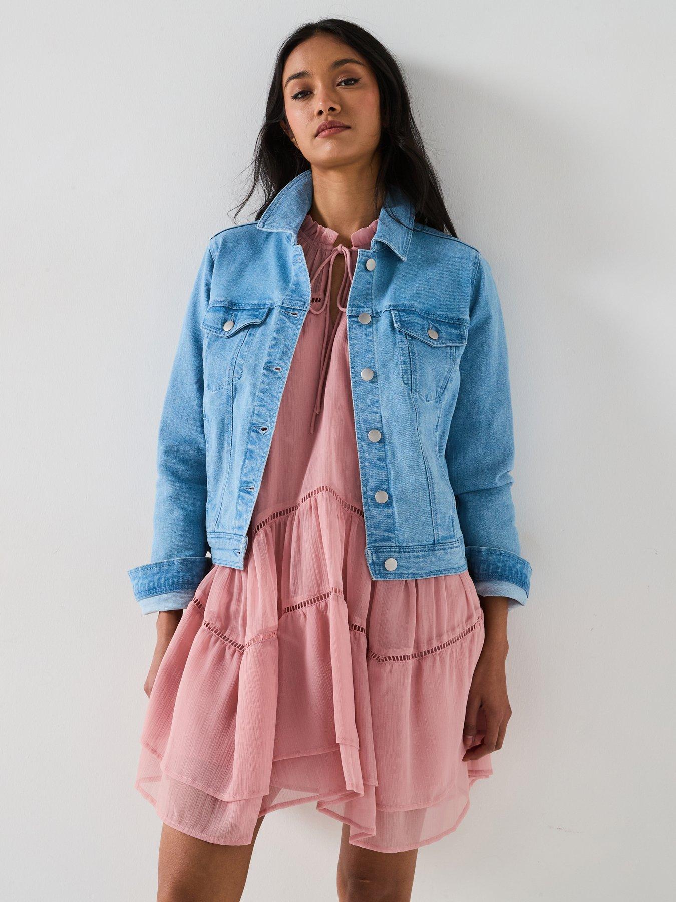 Image 1 of 6 of V by Very Denim Western Jacket - Bleach Wash