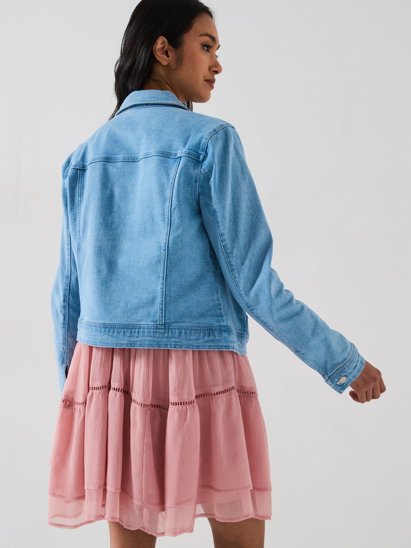 Image 2 of 6 of V by Very Denim Western Jacket - Bleach Wash