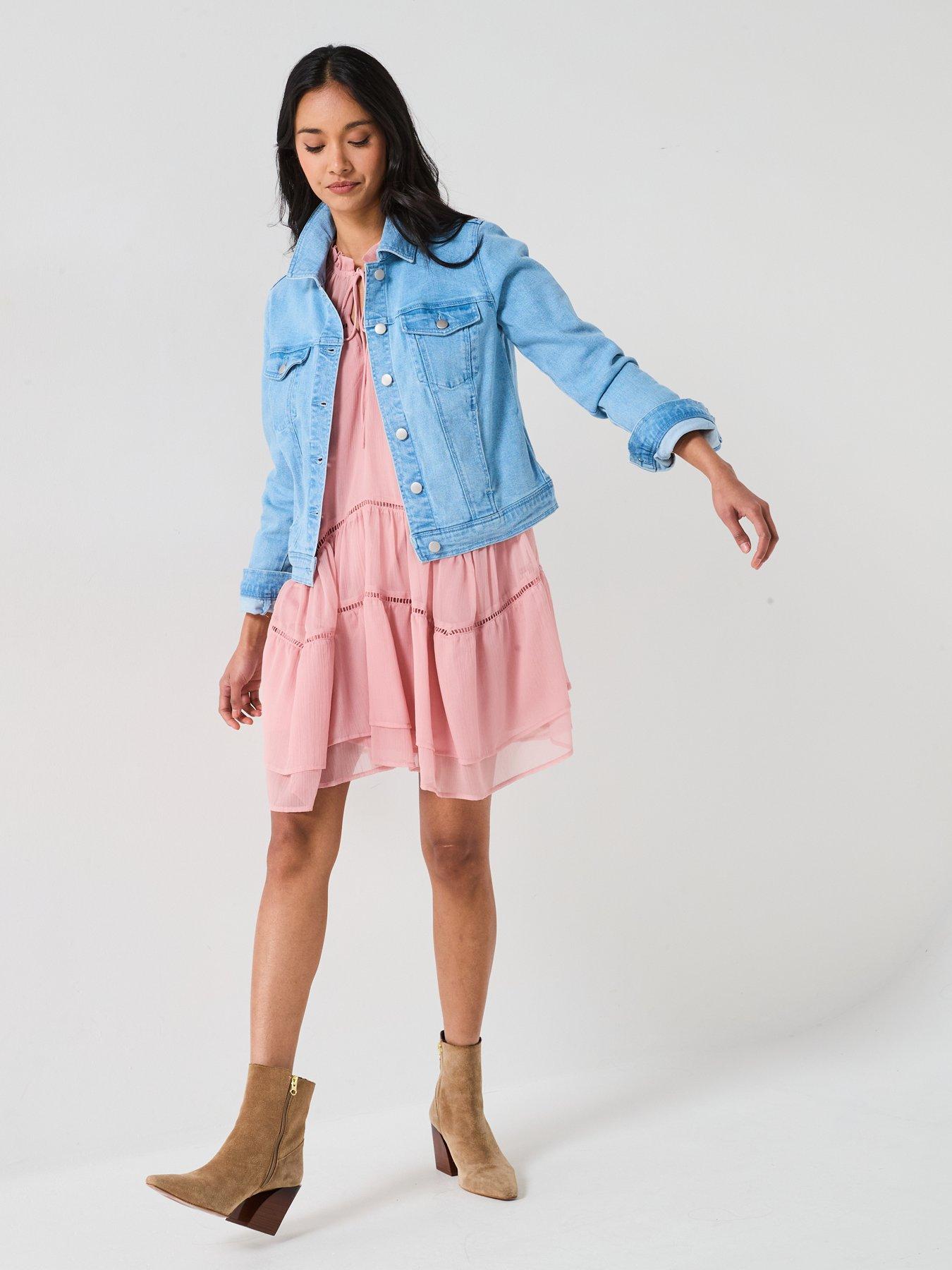 Image 3 of 6 of V by Very Denim Western Jacket - Bleach Wash