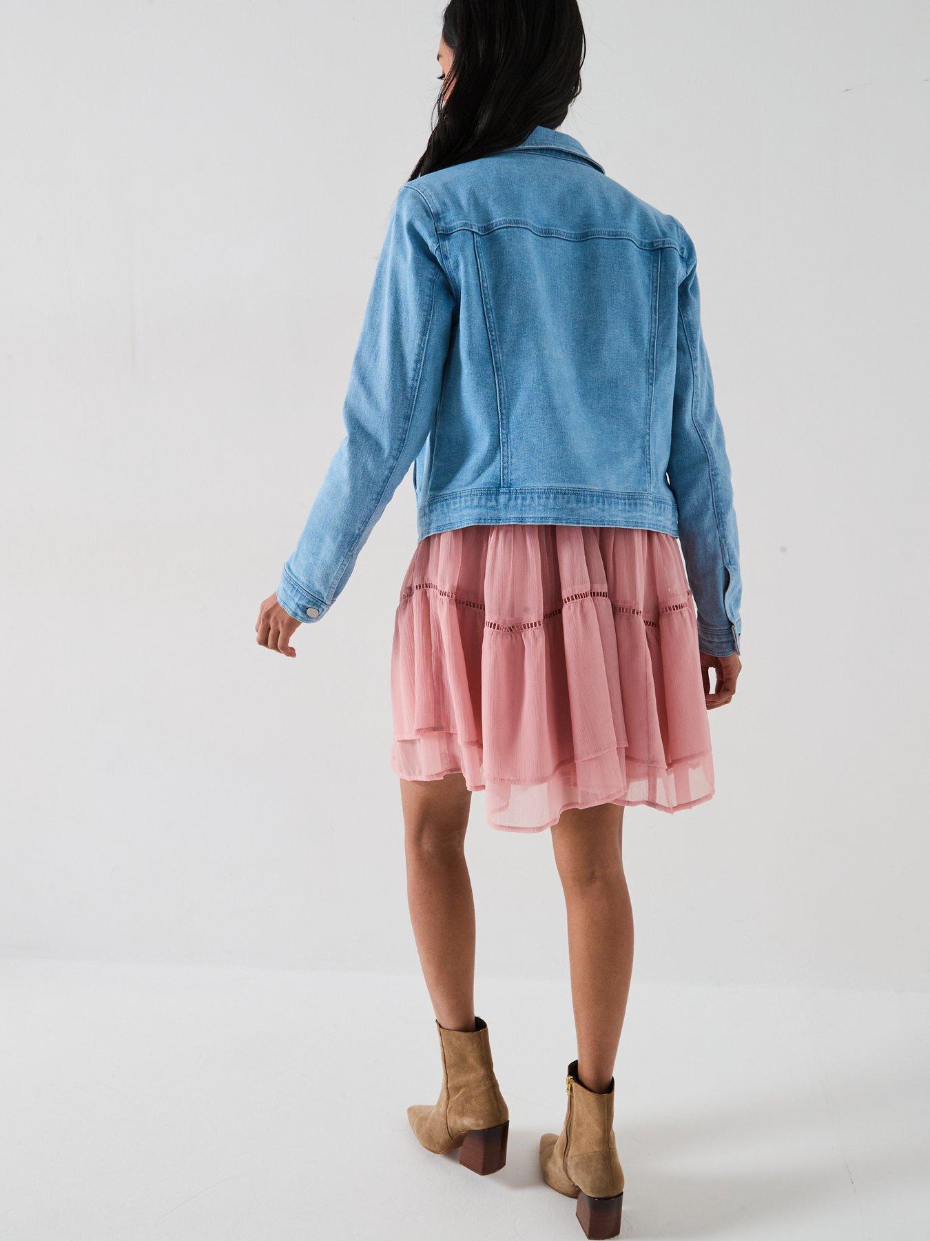 Image 6 of 6 of V by Very Denim Western Jacket - Bleach Wash