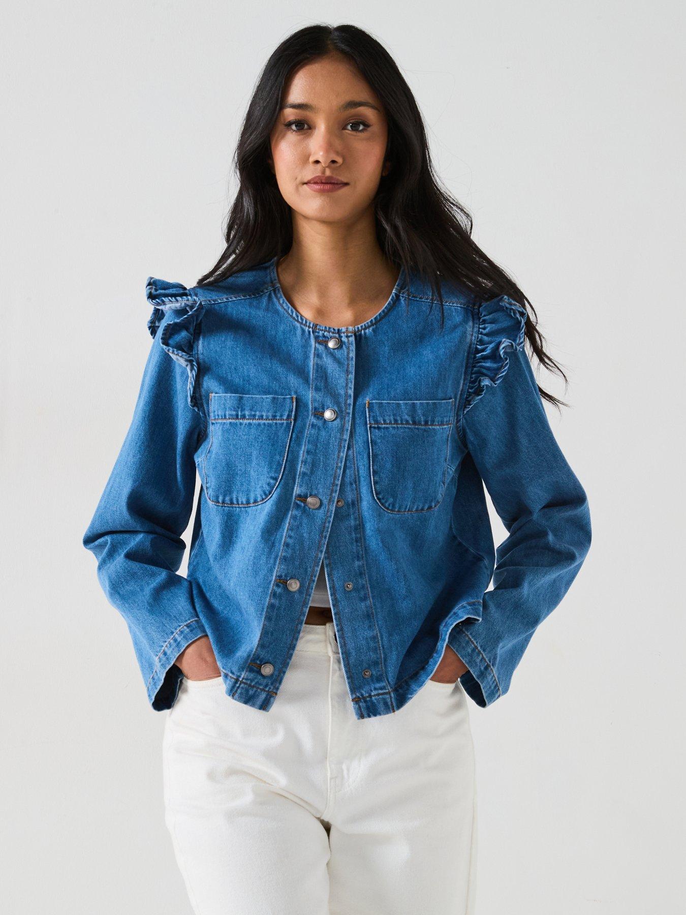 v-by-very-collarless-ruffle-denim-jacket-mid-wash