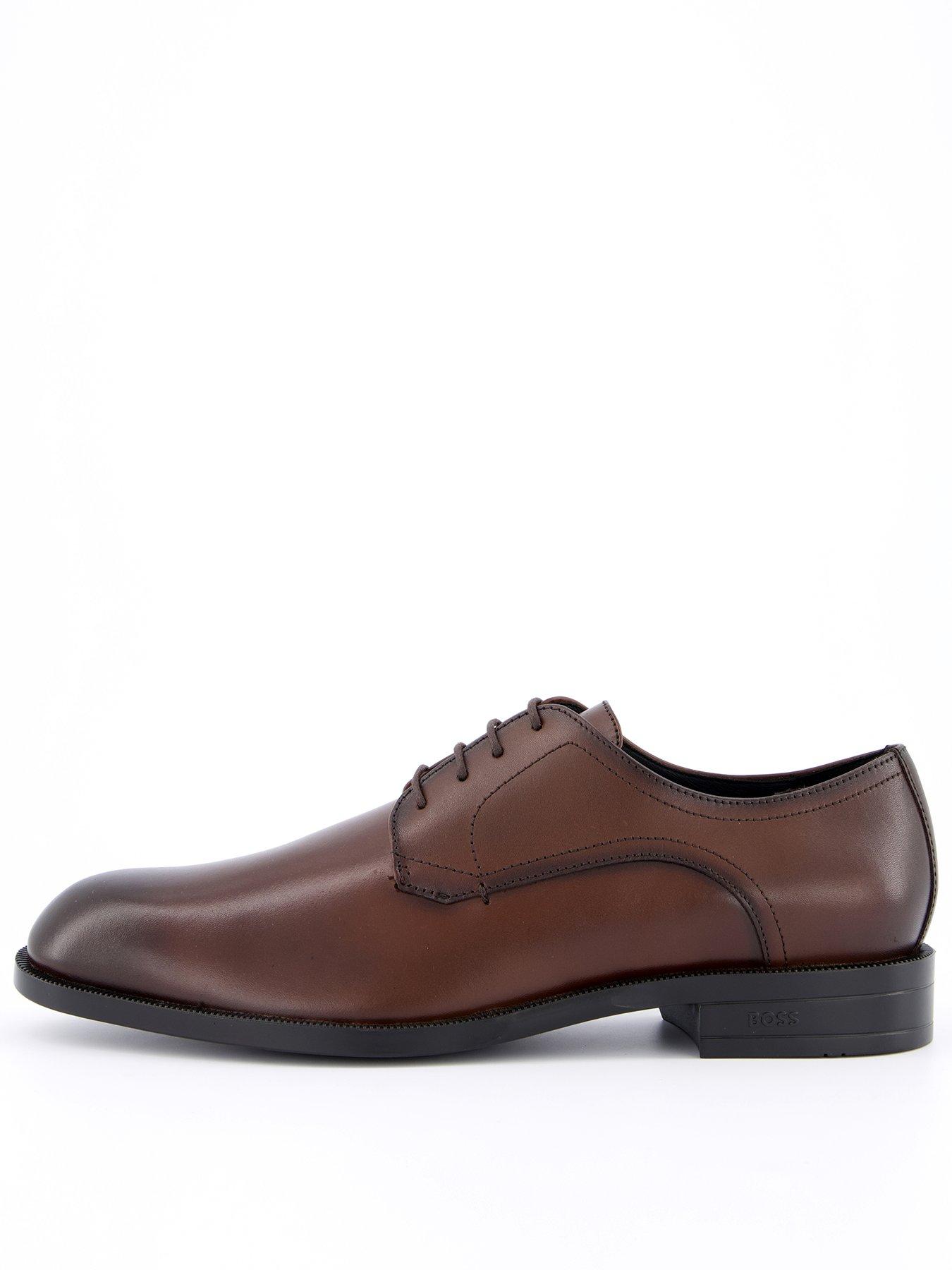 BOSS Tayil Leather Lace Derby Shoes - Brown