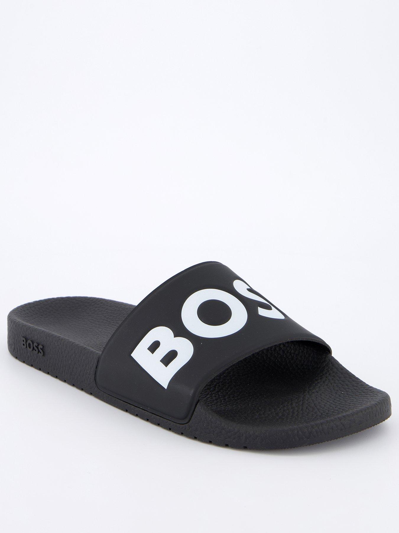 BOSS Aryeh Contrast Logo Slide- Black/White
