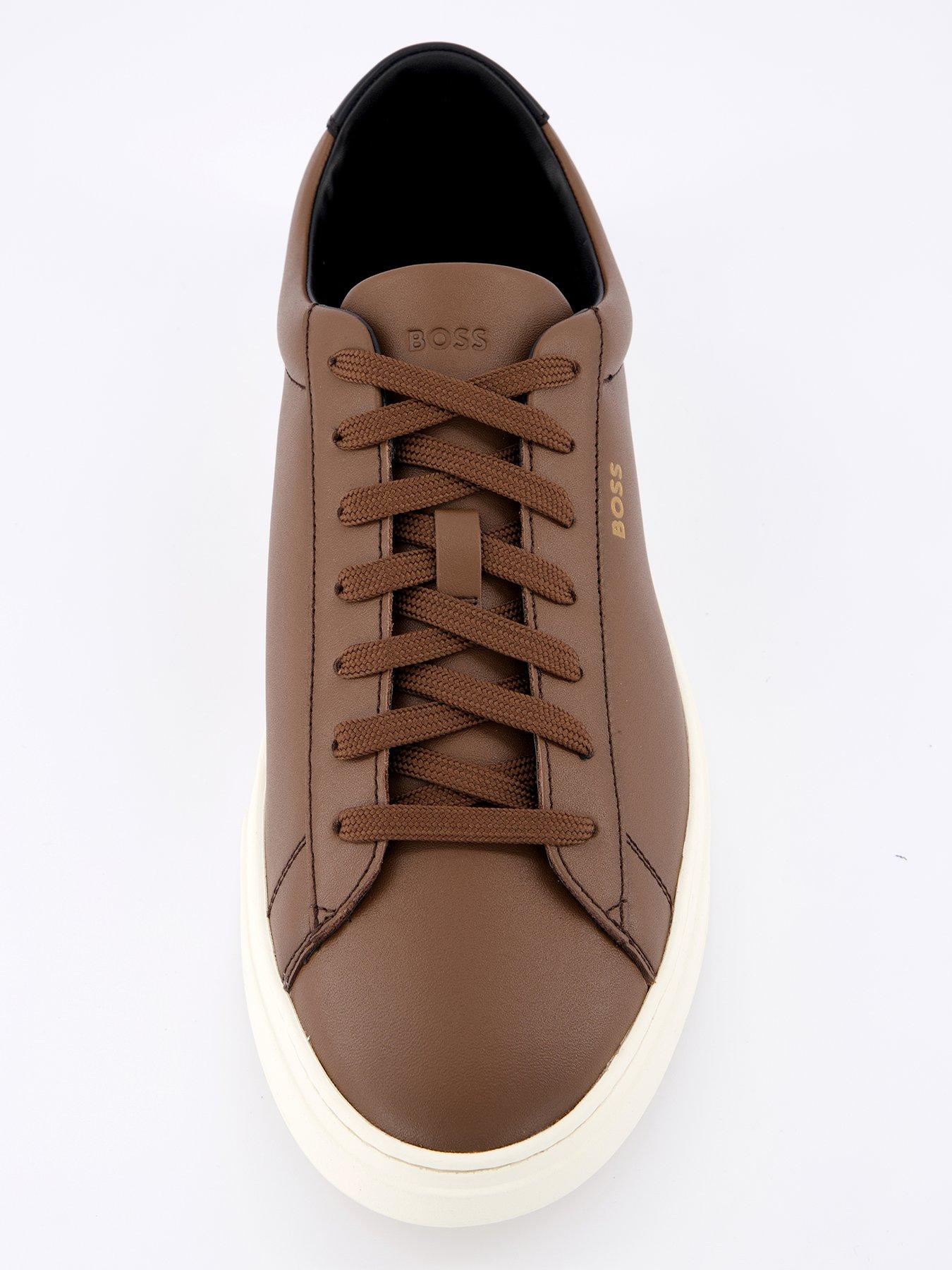 boss-kieran-gold-logo-leather-lace-sneaker--brownoutfit